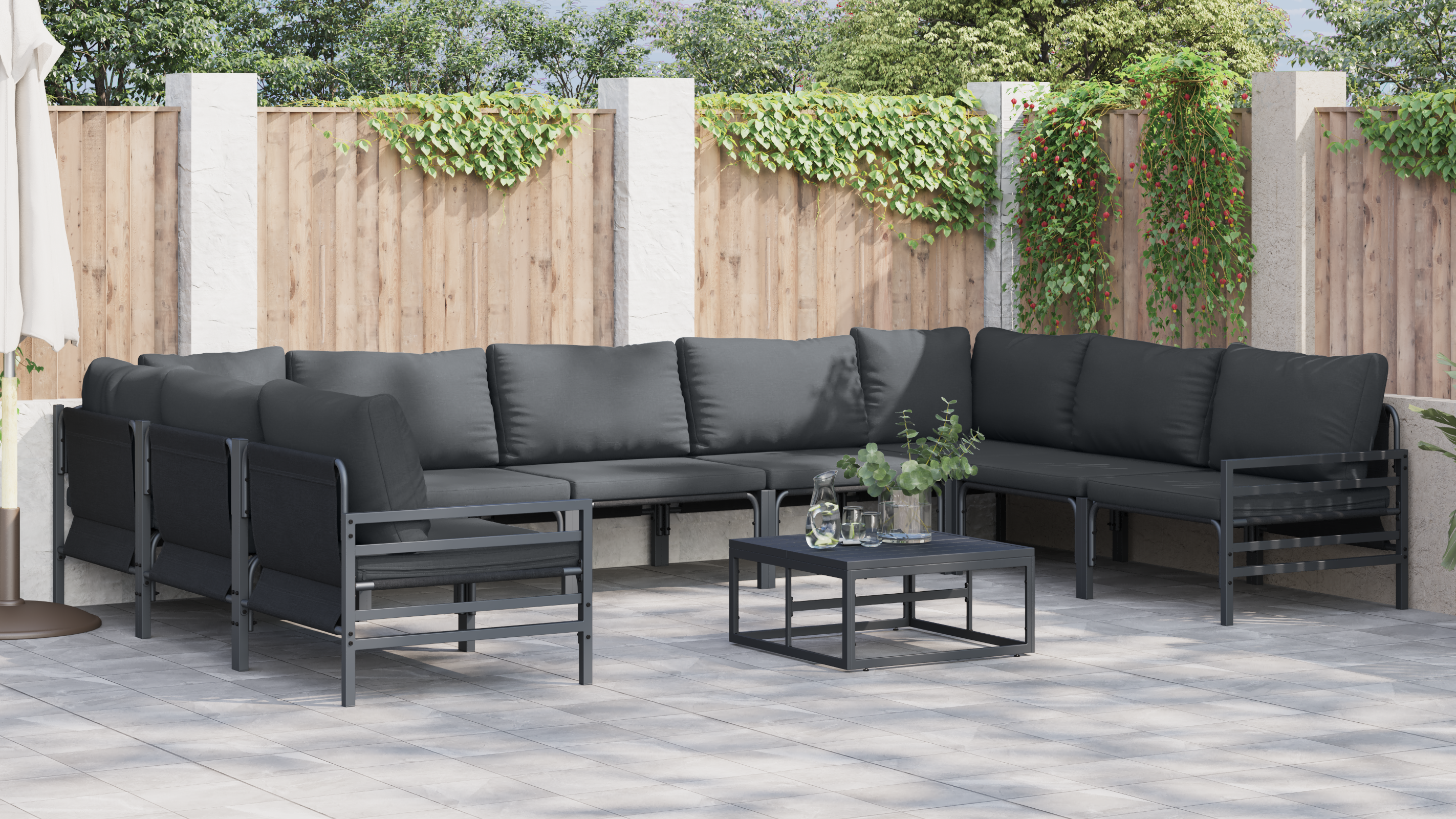 Set de canapele pentru grădină 9 pcs Antracit Oţel GartenMobel Dekor