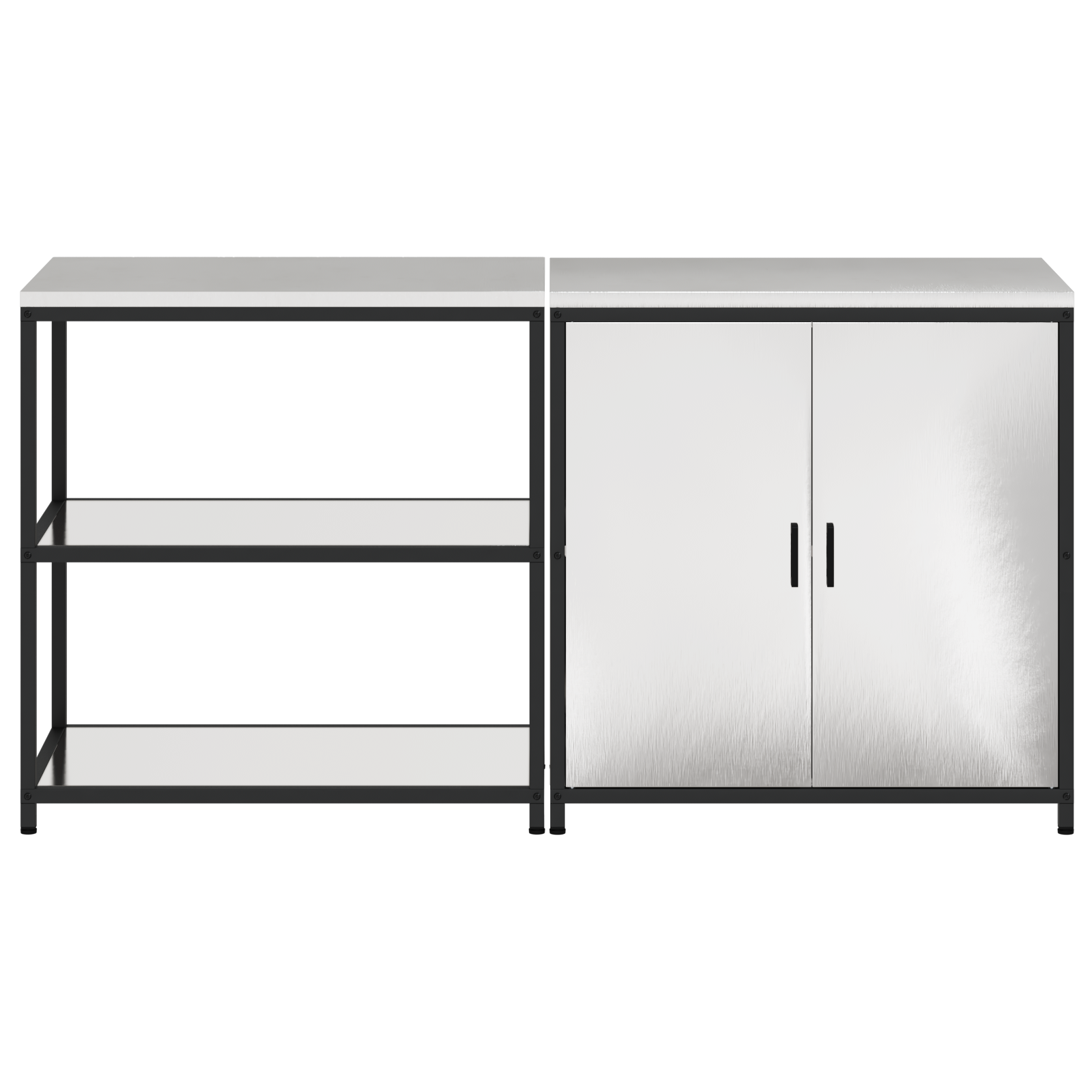 Set de depozitare pentru bucătărie cu raft cu depozitare cu ușă Ajustabil 2 pcs Argintiu GartenMobel Dekor
