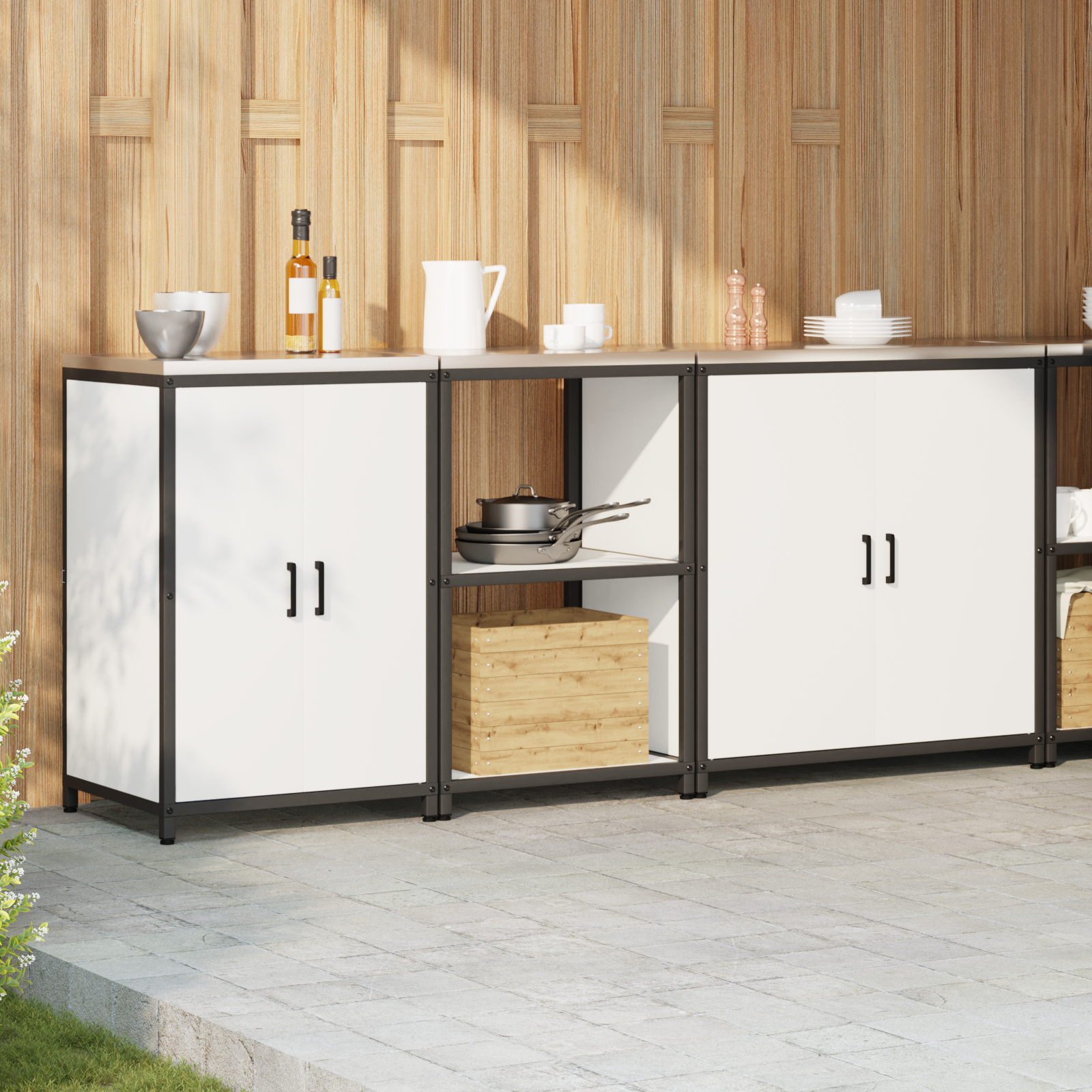 Set de Depozitare pentru Bucătărie 3 pcs Alb 210 x 50 x 92 cm GartenMobel Dekor