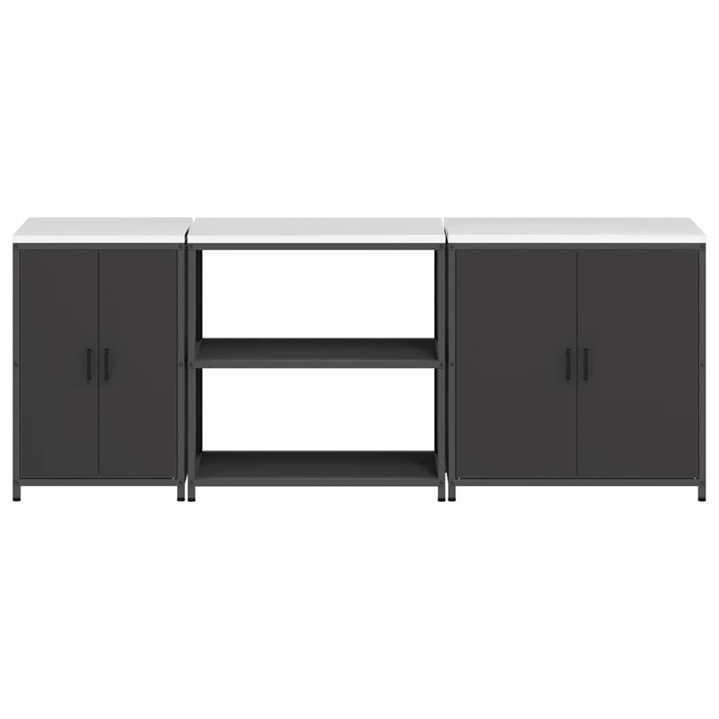 Set de Depozitare pentru Bucătărie 3 pcs Negru 210 x 50 x 92 cm GartenMobel Dekor
