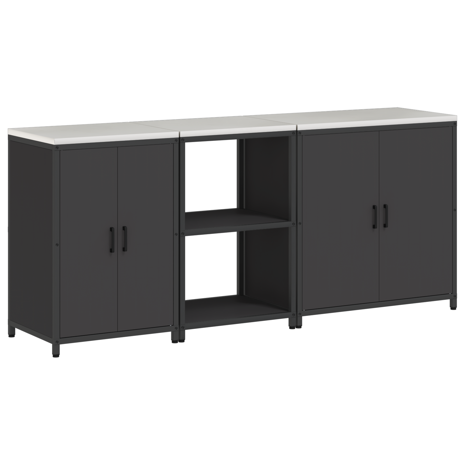 Set de Depozitare pentru Bucătărie 3 pcs Negru 210 x 50 x 92 cm GartenMobel Dekor