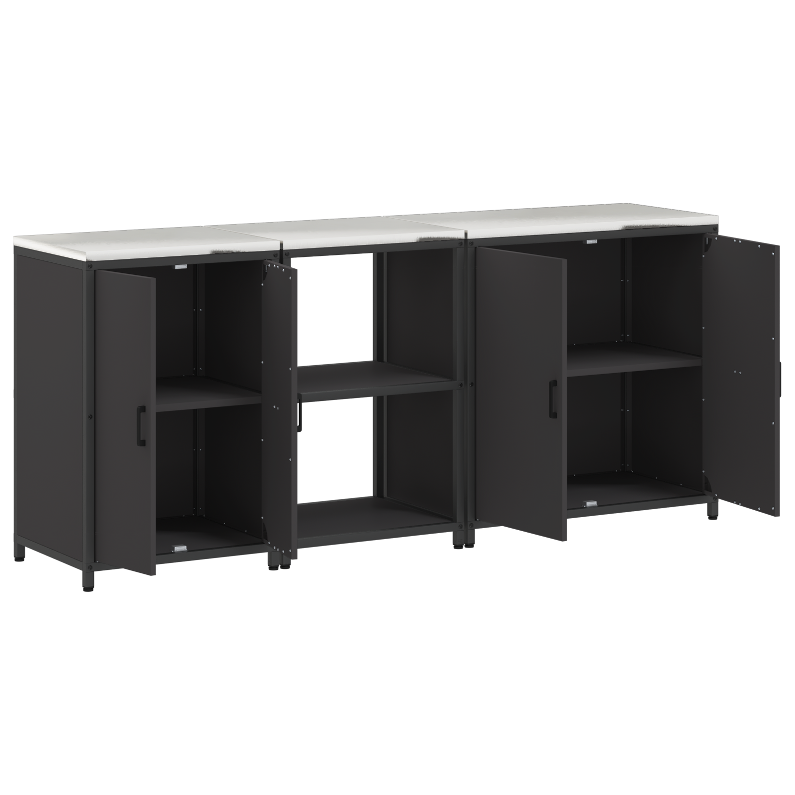 Set de Depozitare pentru Bucătărie 3 pcs Negru 210 x 50 x 92 cm GartenMobel Dekor