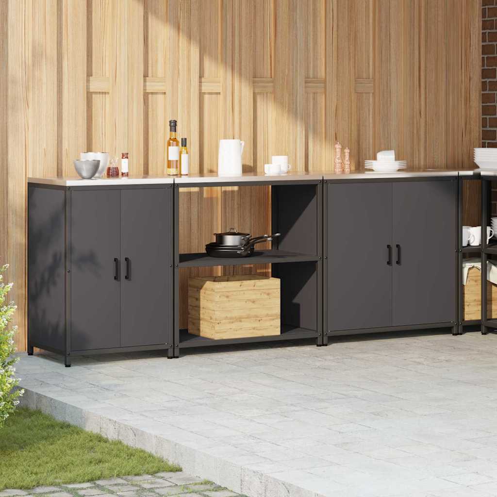 Set de Depozitare pentru Bucătărie 3 pcs Negru 210 x 50 x 92 cm GartenMobel Dekor