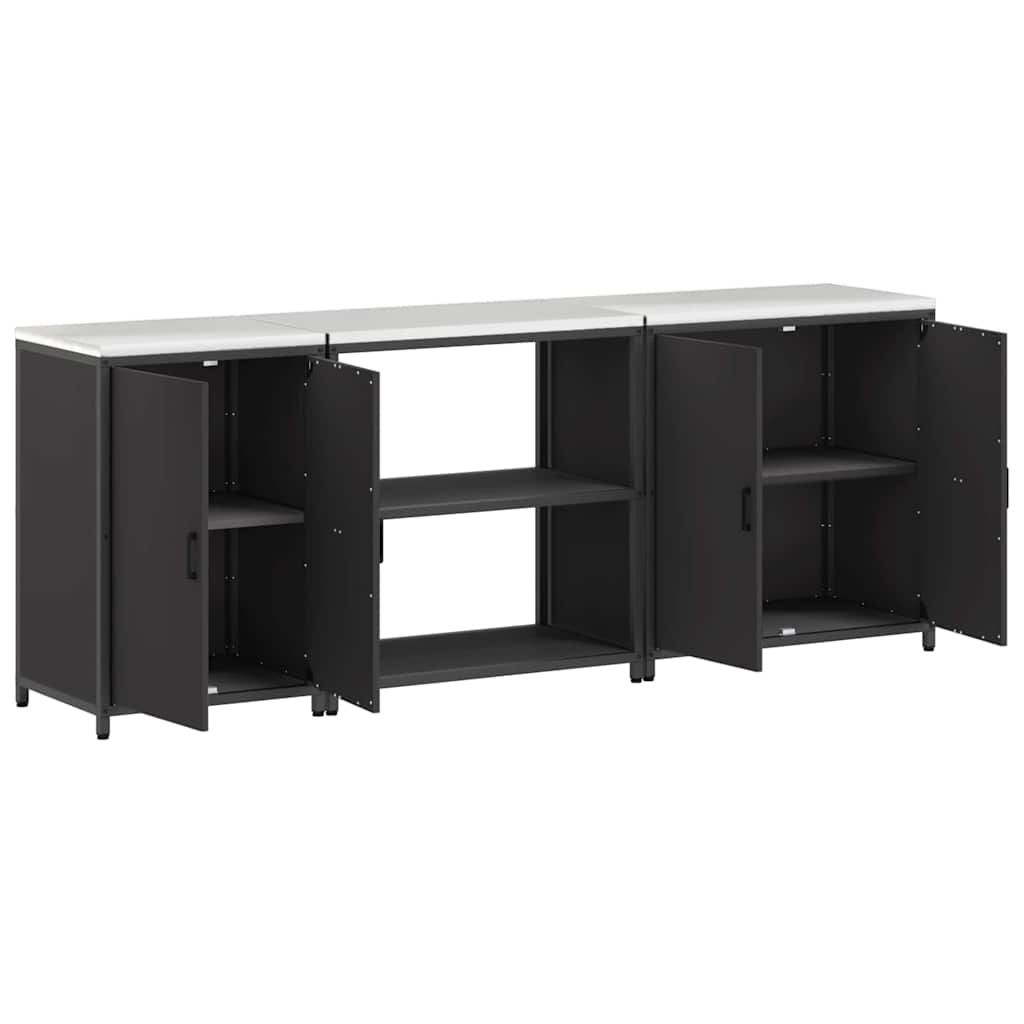 Set de Depozitare pentru Bucătărie 3 pcs Negru 210 x 50 x 92 cm GartenMobel Dekor