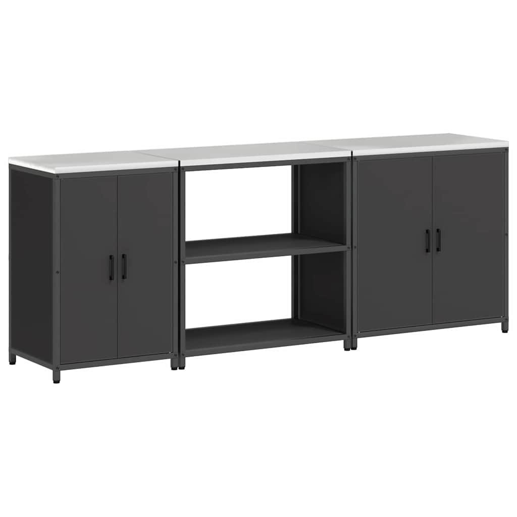 Set de Depozitare pentru Bucătărie 3 pcs Negru 210 x 50 x 92 cm GartenMobel Dekor