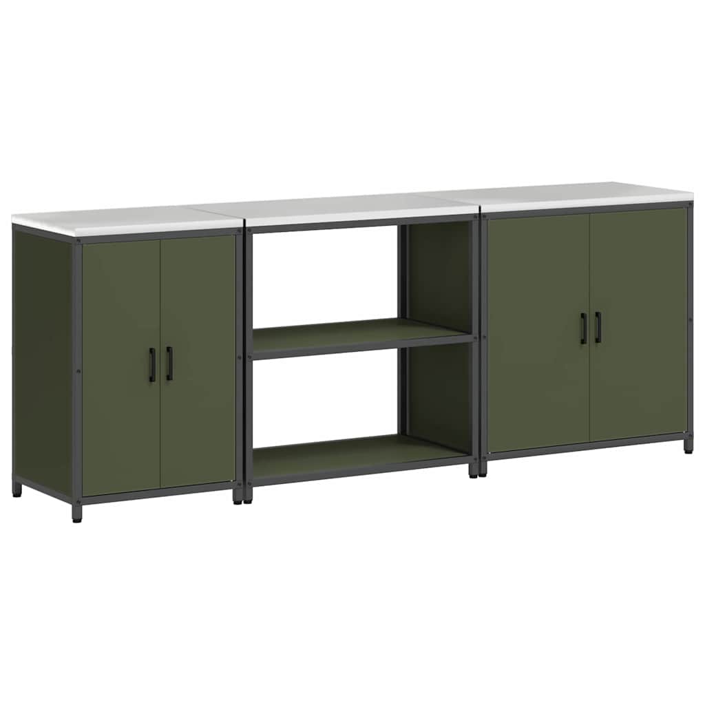 Set de Depozitare pentru Bucătărie cu raft Altele 3 pcs Verde măsliniu GartenMobel Dekor