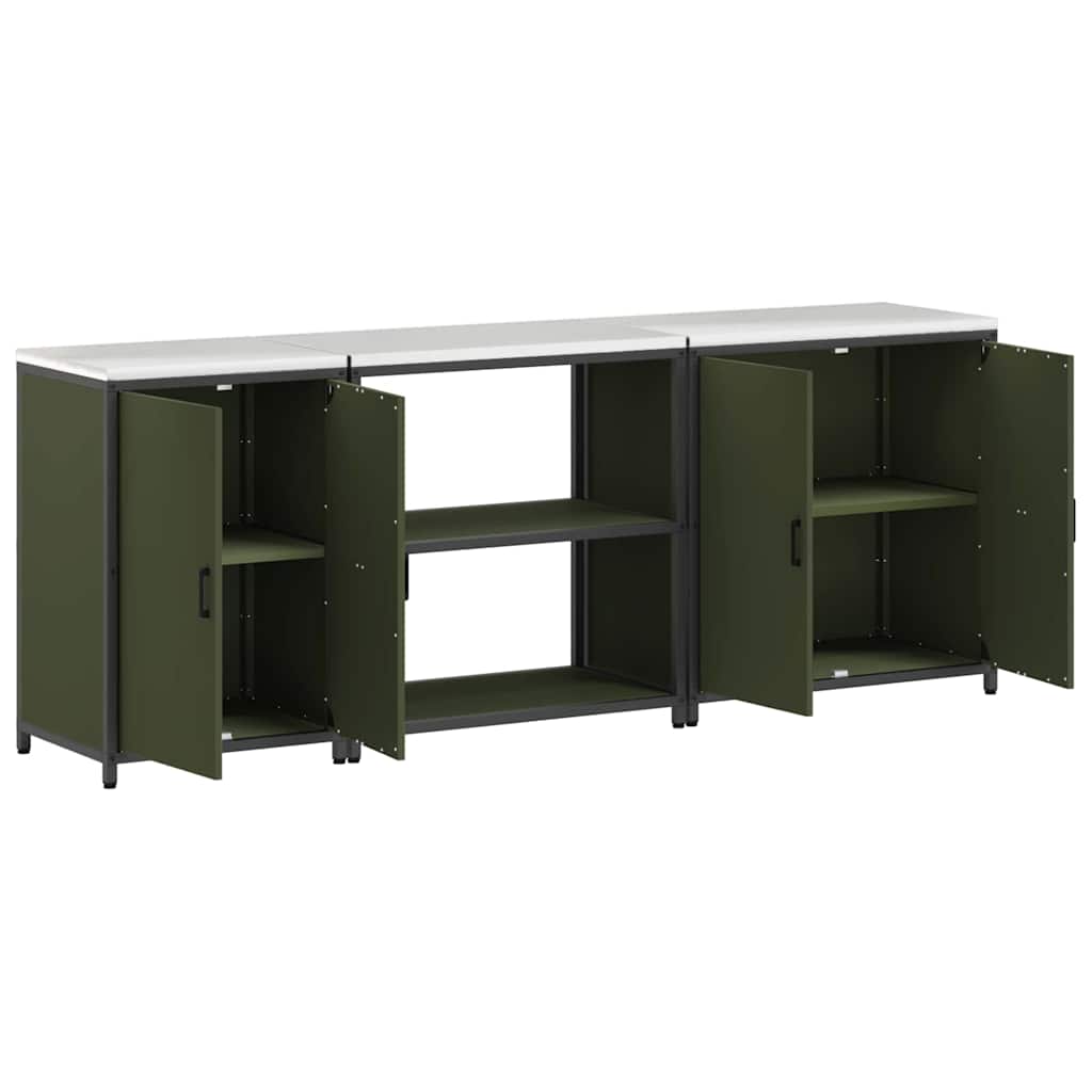 Set de Depozitare pentru Bucătărie cu raft Altele 3 pcs Verde măsliniu GartenMobel Dekor