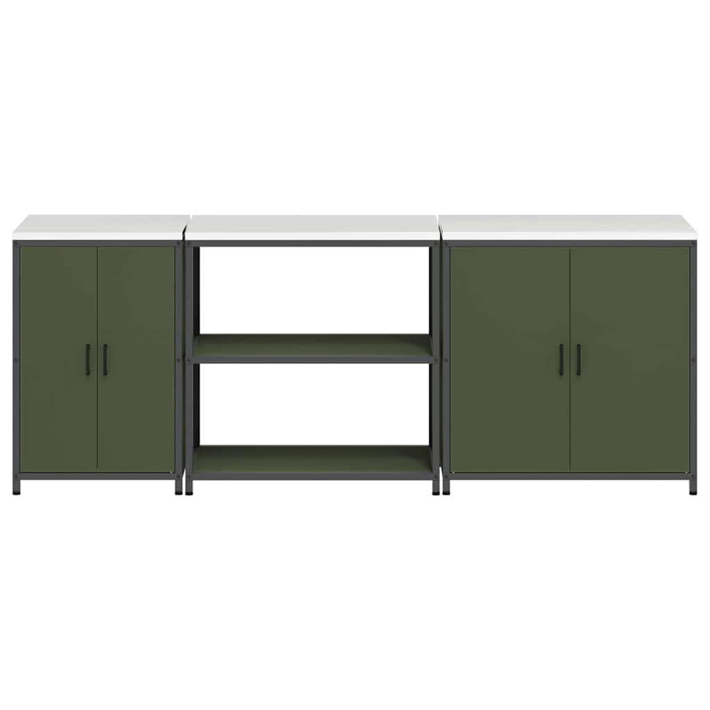 Set de Depozitare pentru Bucătărie cu raft Altele 3 pcs Verde măsliniu GartenMobel Dekor