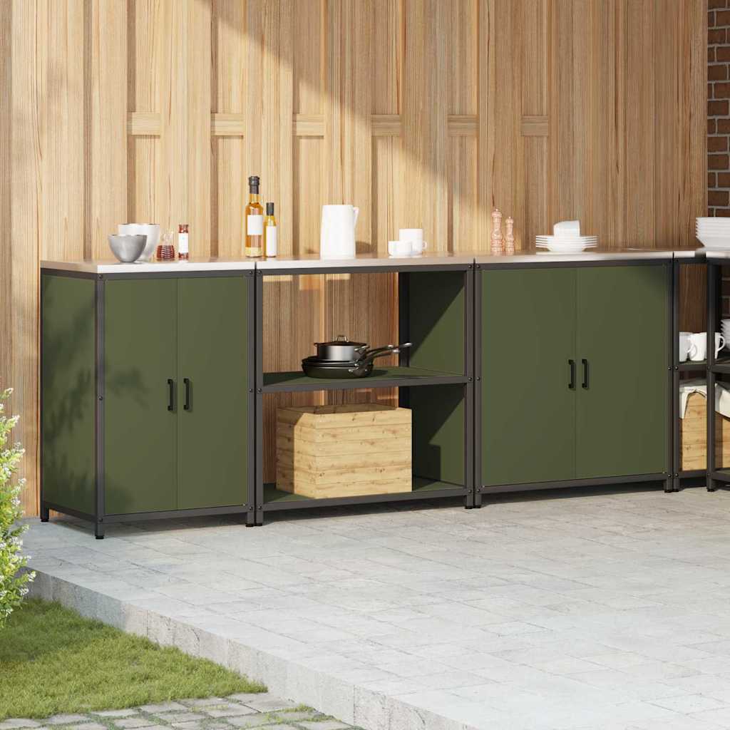Set de Depozitare pentru Bucătărie cu raft Altele 3 pcs Verde măsliniu GartenMobel Dekor