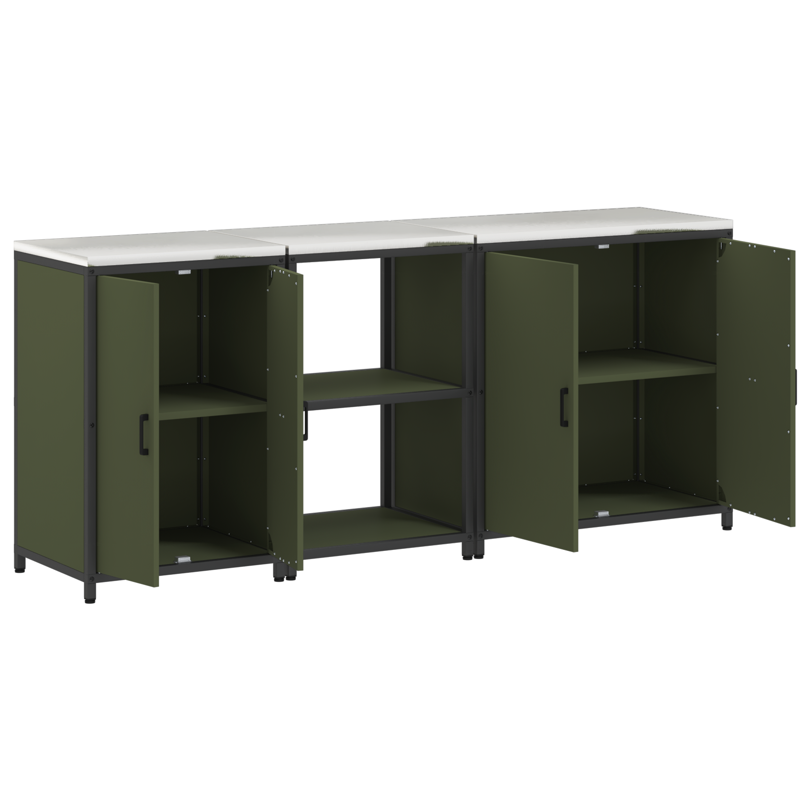 Set de Depozitare pentru Bucătărie cu raft Altele 3 pcs Verde măsliniu GartenMobel Dekor