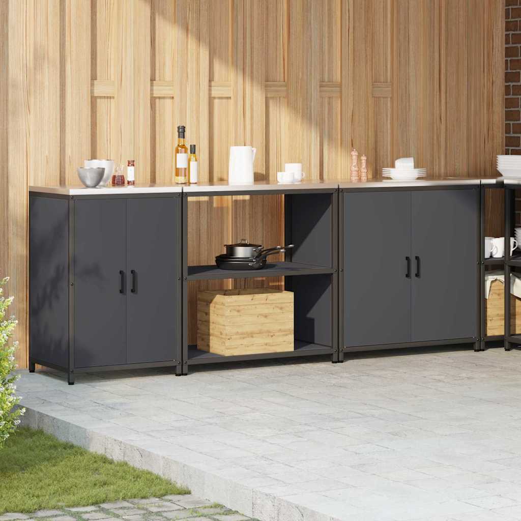 Set de Depozitare pentru Bucătărie cu raft Altele cu depozitare cu ușă 3 pcs Antracit GartenMobel Dekor