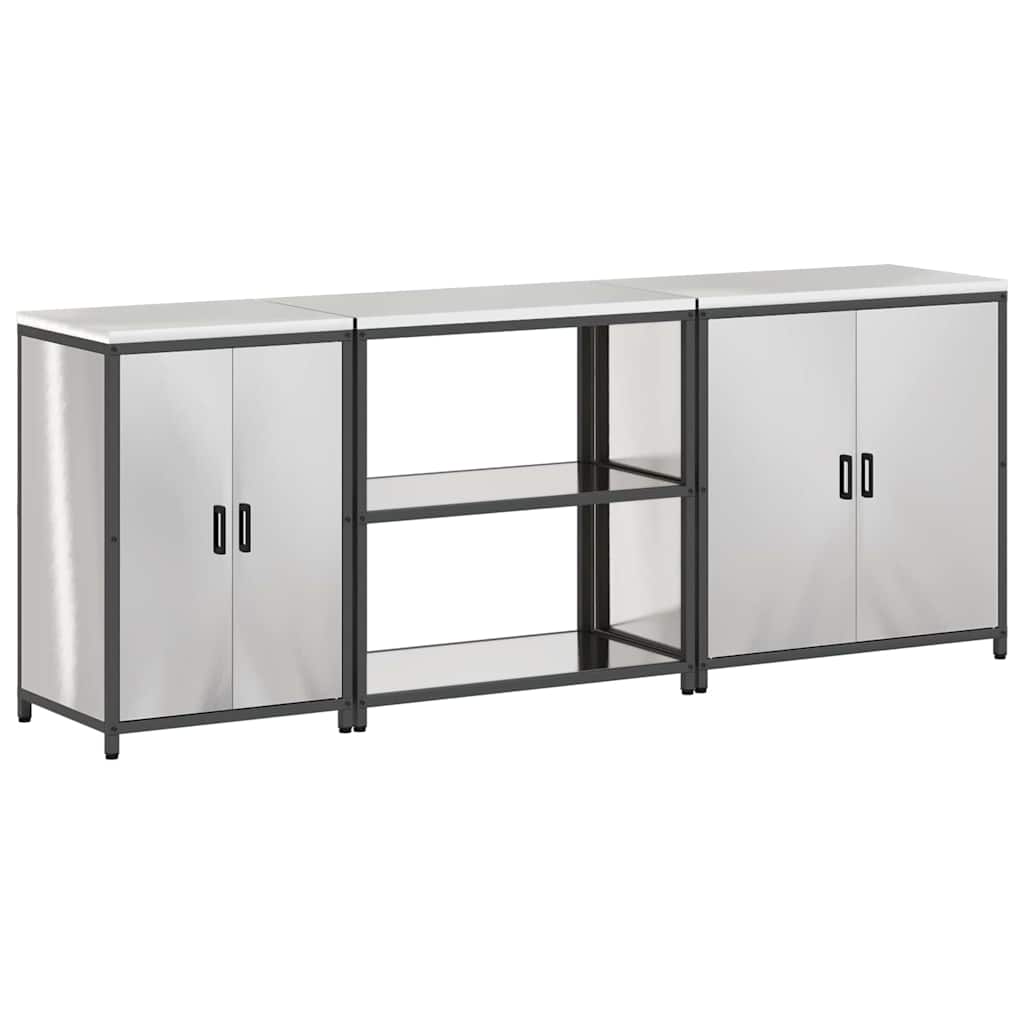 Set de Depozitare pentru Bucătărie cu raft Altele cu depozitare cu ușă 3 pcs Argintiu GartenMobel Dekor