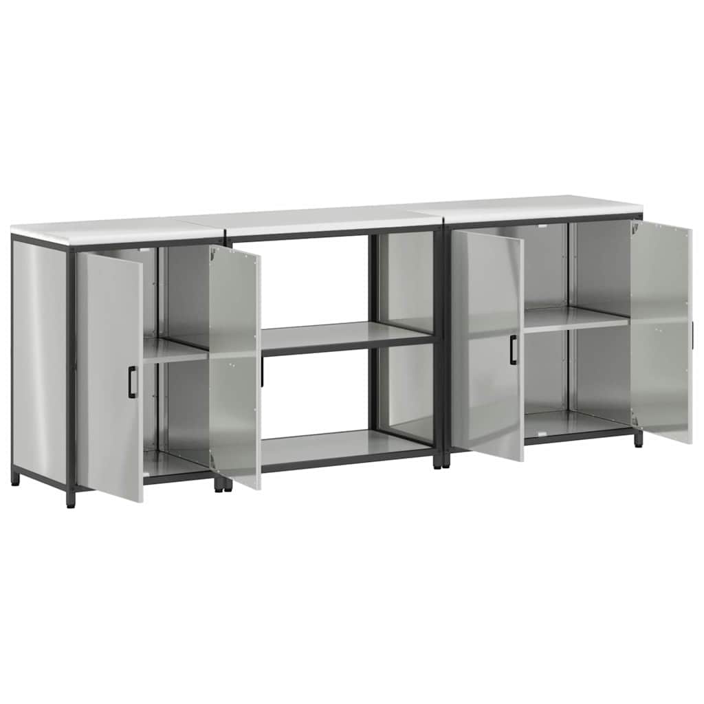 Set de Depozitare pentru Bucătărie cu raft Altele cu depozitare cu ușă 3 pcs Argintiu GartenMobel Dekor