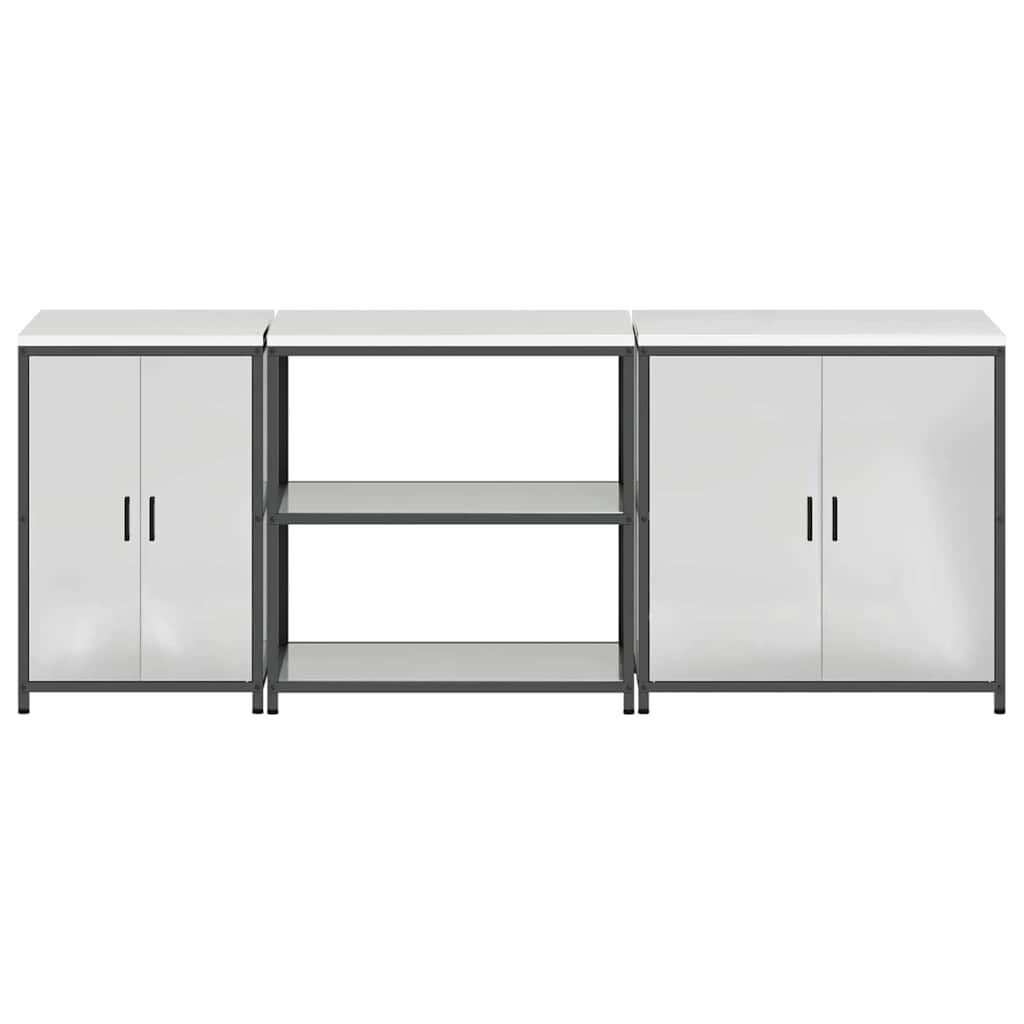 Set de Depozitare pentru Bucătărie cu raft Altele cu depozitare cu ușă 3 pcs Argintiu GartenMobel Dekor