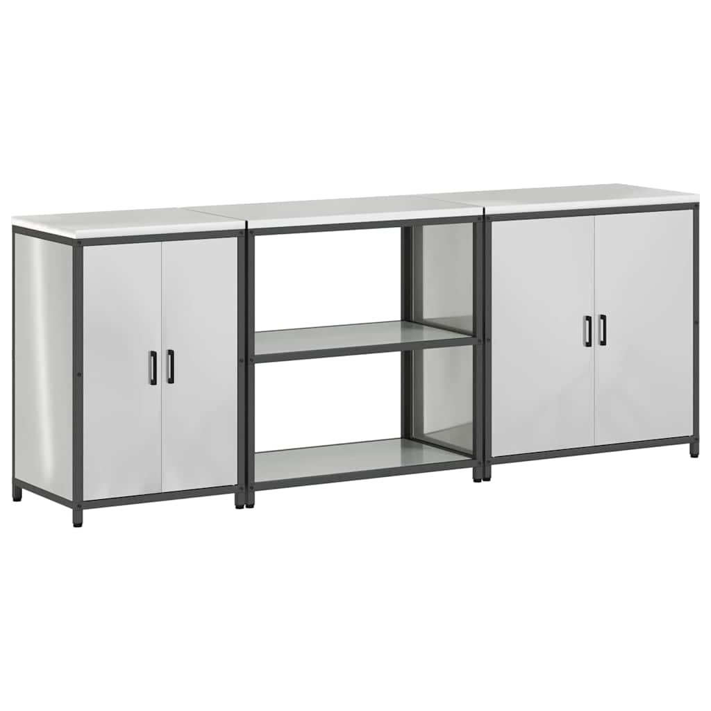 Set de Depozitare pentru Bucătărie cu raft Altele cu depozitare cu ușă 3 pcs Argintiu GartenMobel Dekor