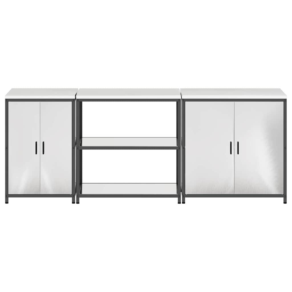 Set de Depozitare pentru Bucătărie cu raft Altele cu depozitare cu ușă 3 pcs Argintiu GartenMobel Dekor