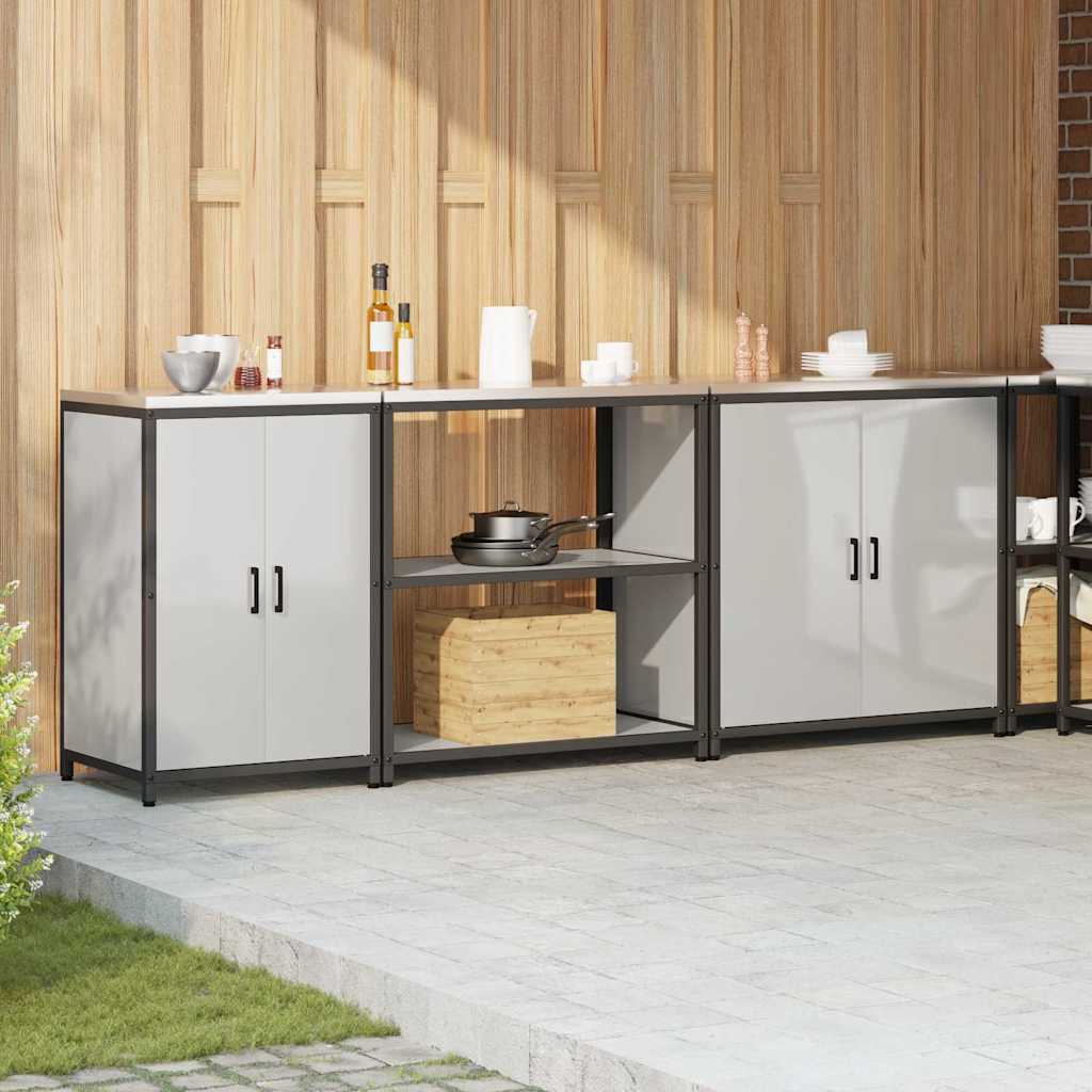 Set de Depozitare pentru Bucătărie cu raft Altele cu depozitare cu ușă 3 pcs Argintiu GartenMobel Dekor