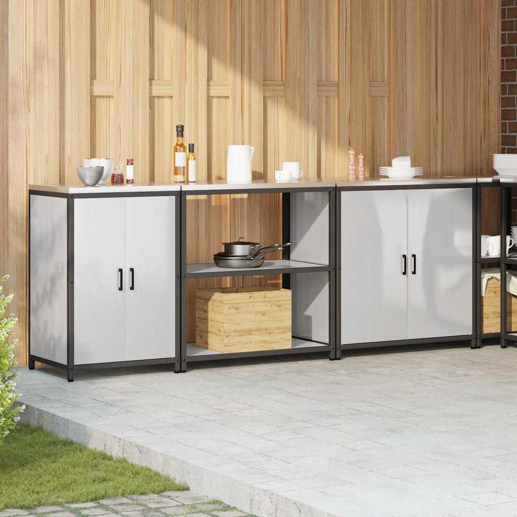 Set de Depozitare pentru Bucătărie cu raft Altele cu depozitare cu ușă 3 pcs Argintiu GartenMobel Dekor