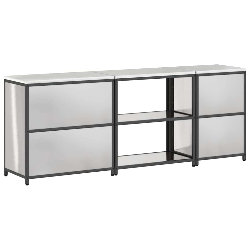 Set de Depozitare pentru Bucătărie cu raft Altele cu depozitare cu ușă 3 pcs Argintiu GartenMobel Dekor