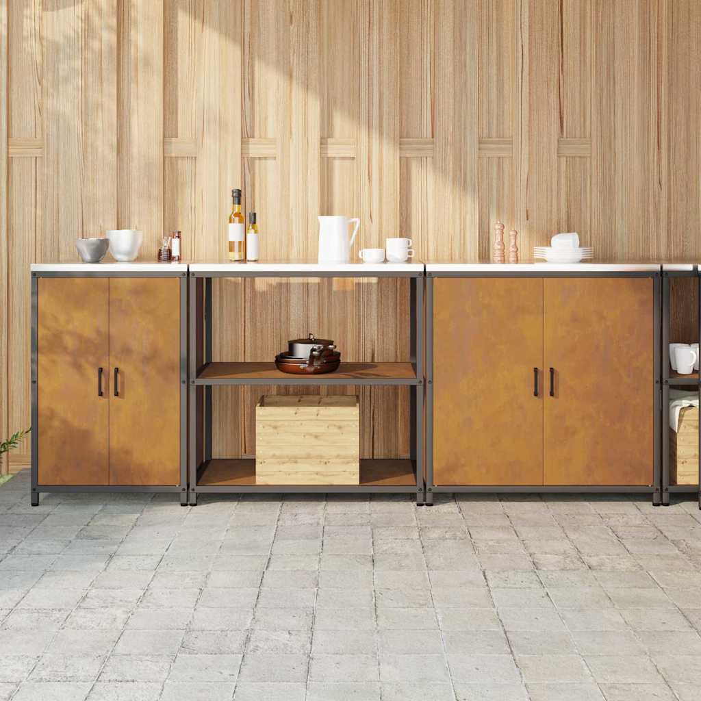 Set de Depozitare pentru Bucătărie cu raft Altele cu depozitare cu ușă 3 pcs Ruginit GartenMobel Dekor