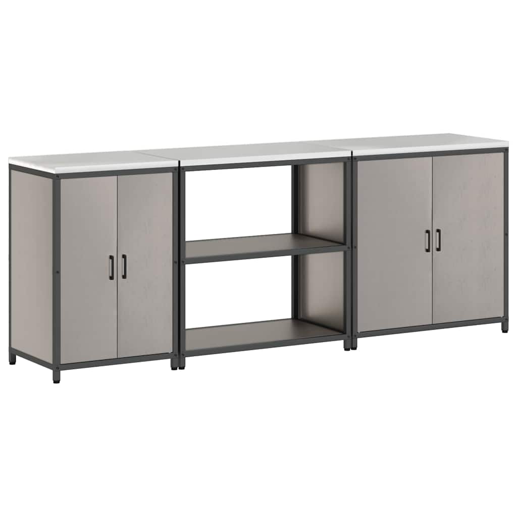 Set de Depozitare pentru Bucătărie cu raft Altele cu depozitare cu ușă 3 pcs Ruginit GartenMobel Dekor