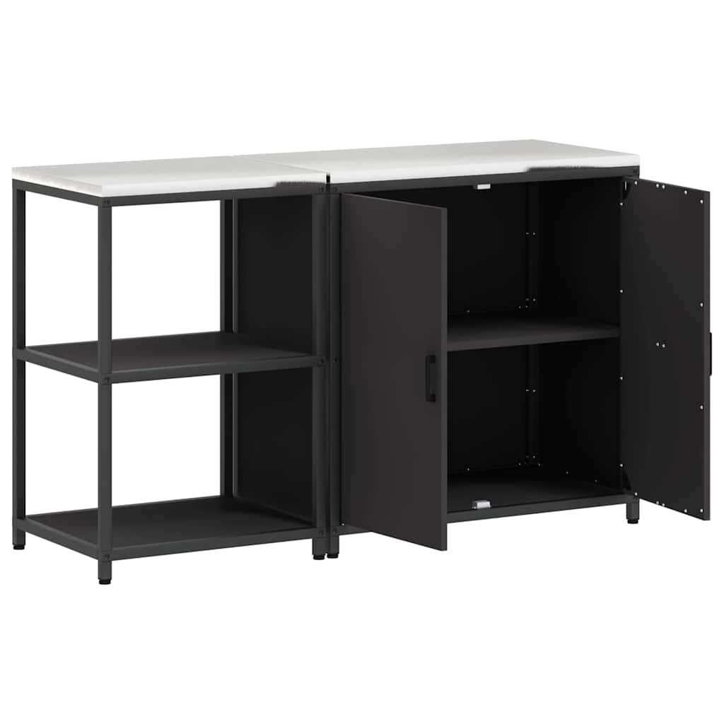 Set de depozitare pentru bucătărie 2 pcs Negru 150 x 50 x 92 cm GartenMobel Dekor