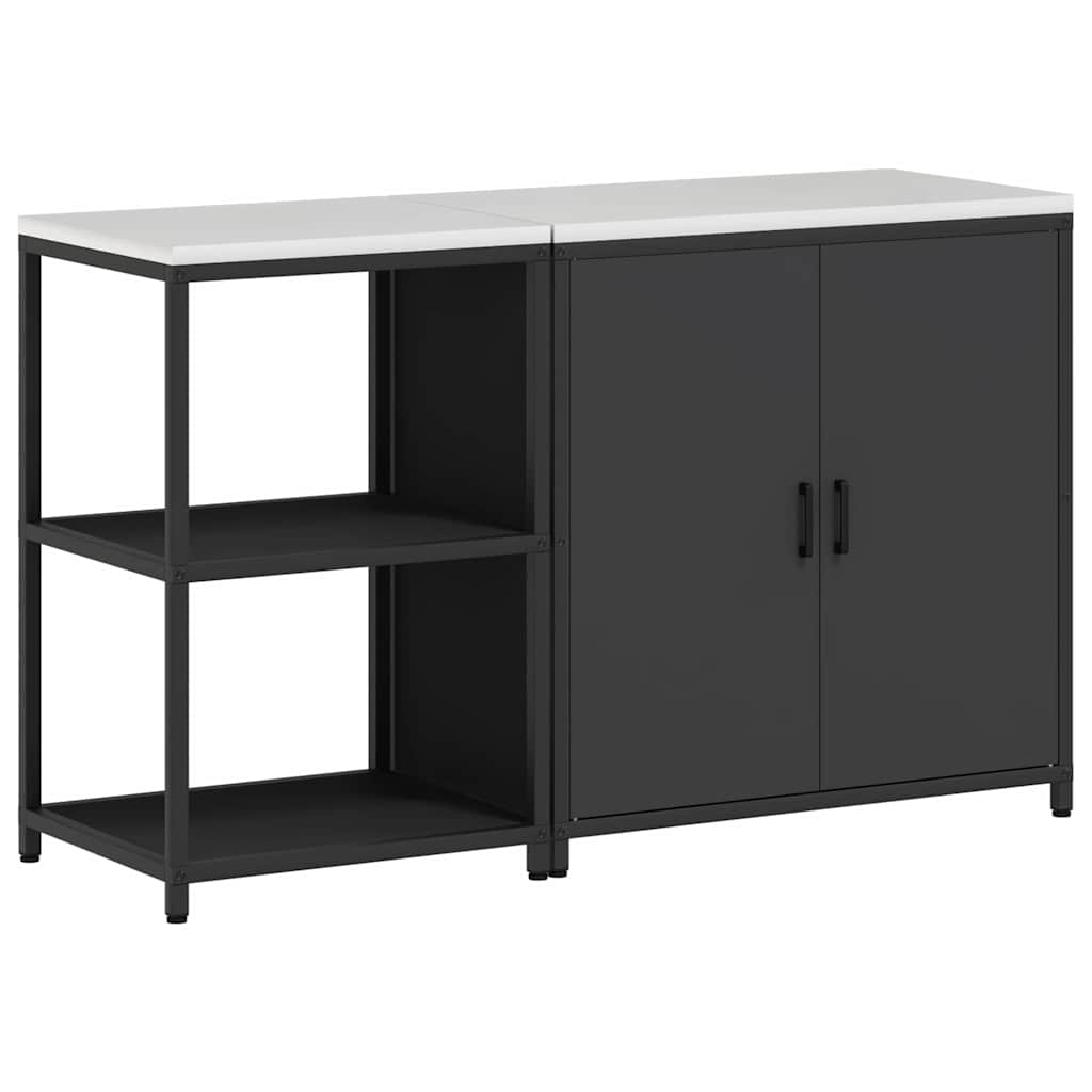 Set de depozitare pentru bucătărie 2 pcs Negru 150 x 50 x 92 cm GartenMobel Dekor