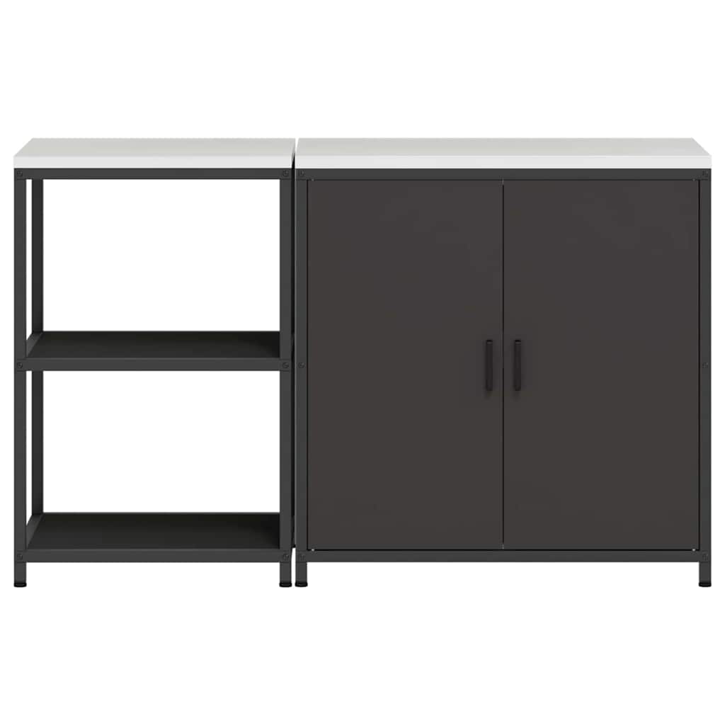 Set de depozitare pentru bucătărie 2 pcs Negru 150 x 50 x 92 cm GartenMobel Dekor
