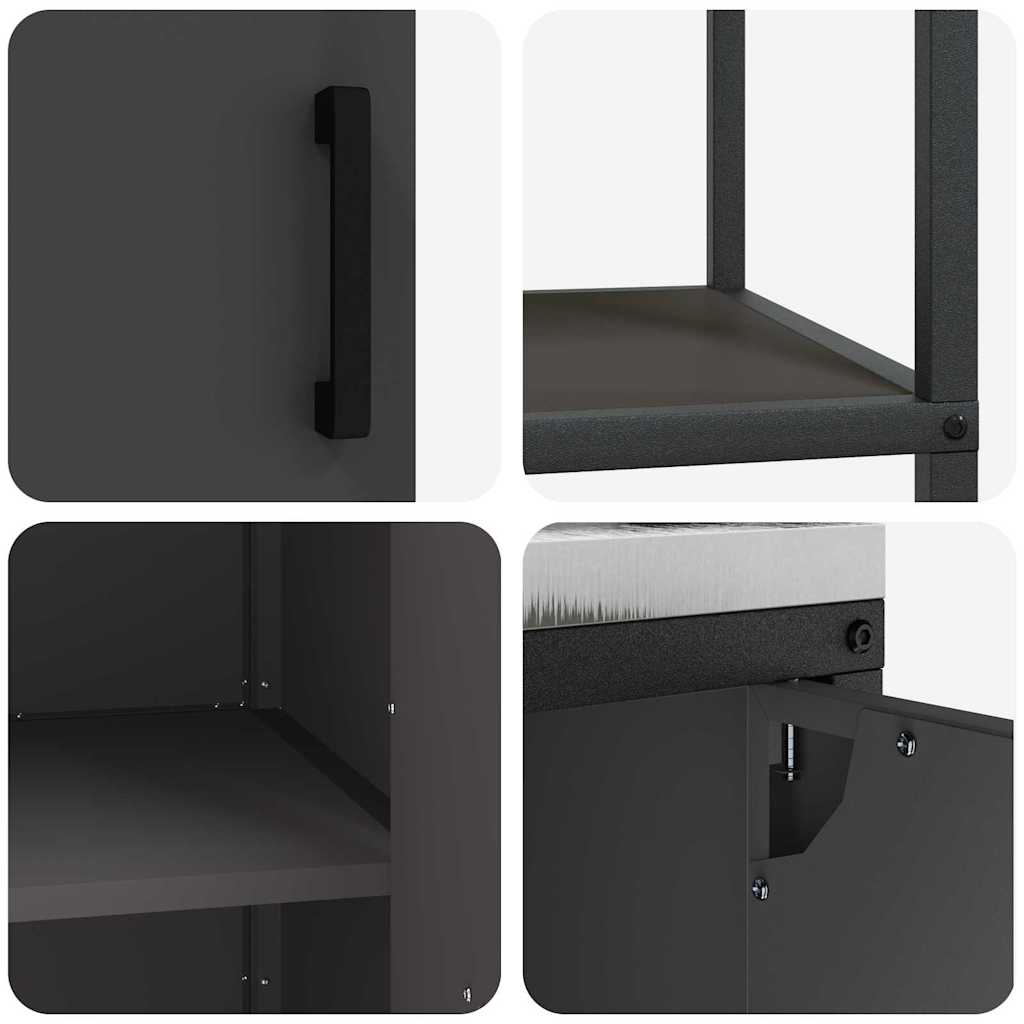Set de depozitare pentru bucătărie 2 pcs Negru 150 x 50 x 92 cm GartenMobel Dekor