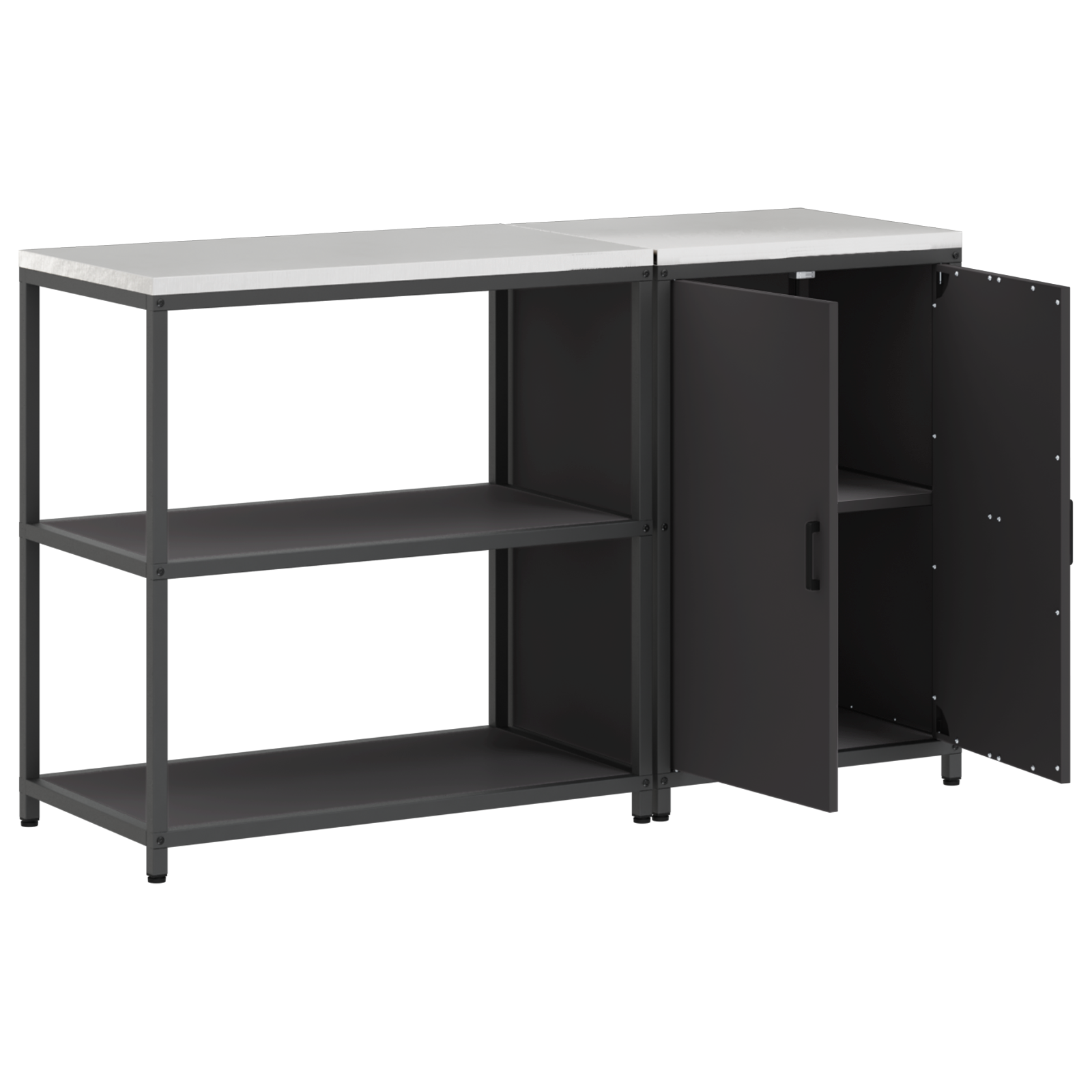 Set de depozitare pentru bucătărie 2 pcs Negru 150 x 50 x 92 cm GartenMobel Dekor