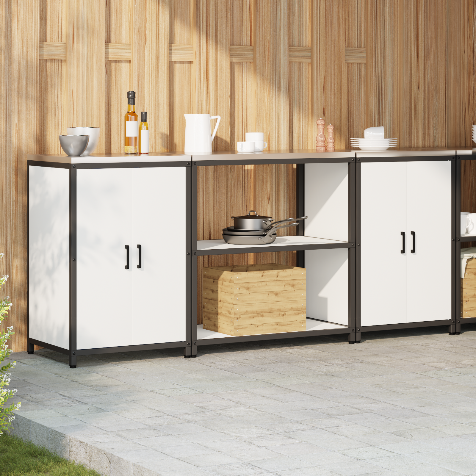 Set de depozitare pentru bucătărie 3 pcs Alb 210 x 50 x 92 cm GartenMobel Dekor