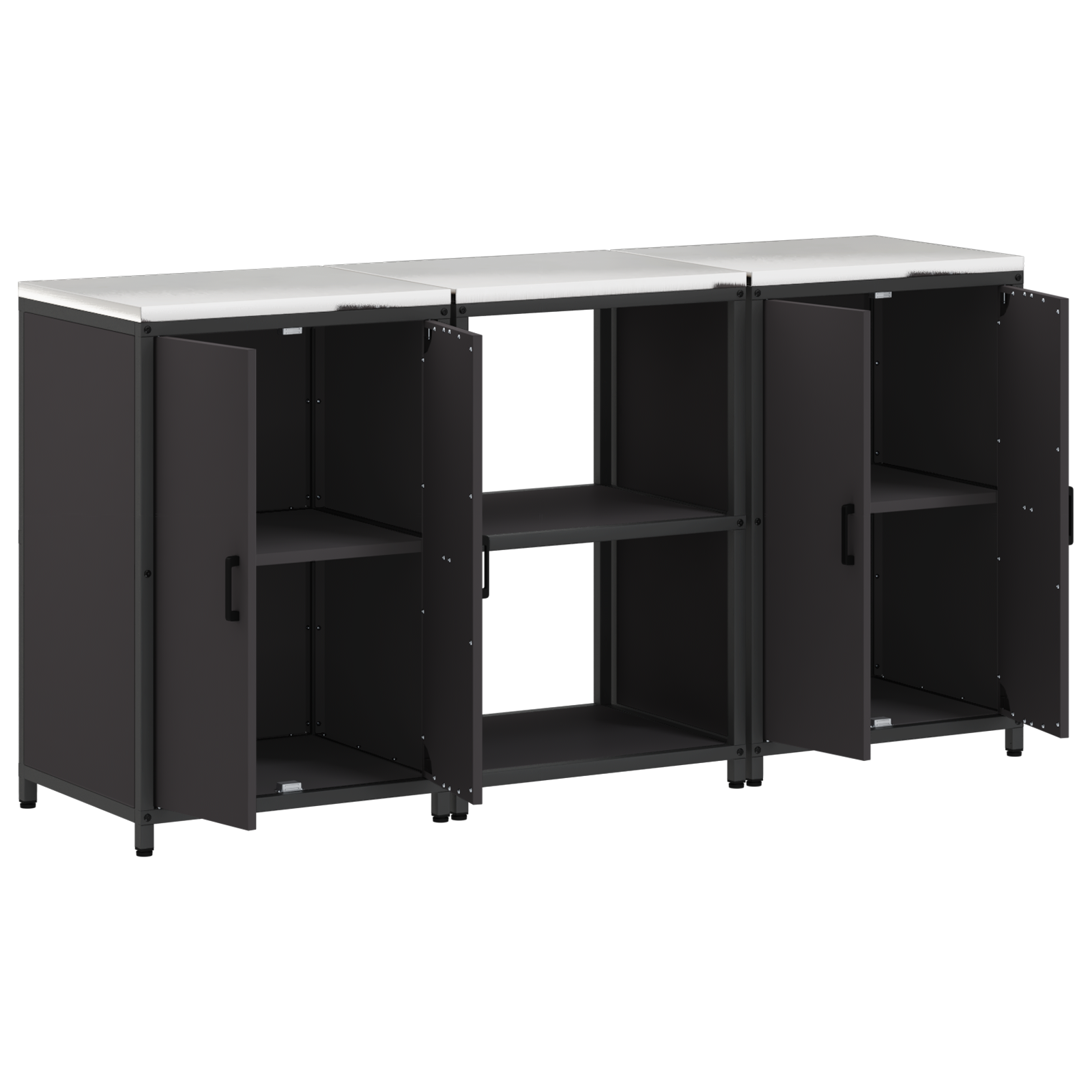 Set de depozitare pentru bucătărie 3 pcs Negru 180 x 50 x 92 cm GartenMobel Dekor