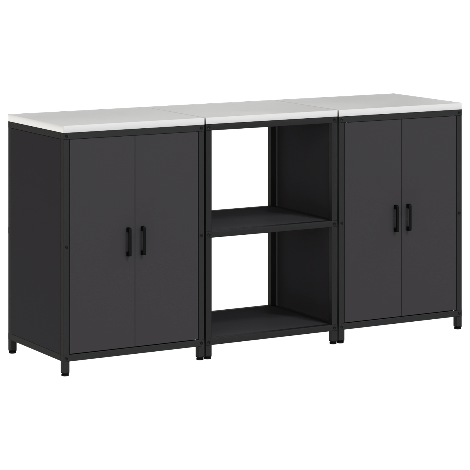 Set de depozitare pentru bucătărie 3 pcs Negru 180 x 50 x 92 cm GartenMobel Dekor