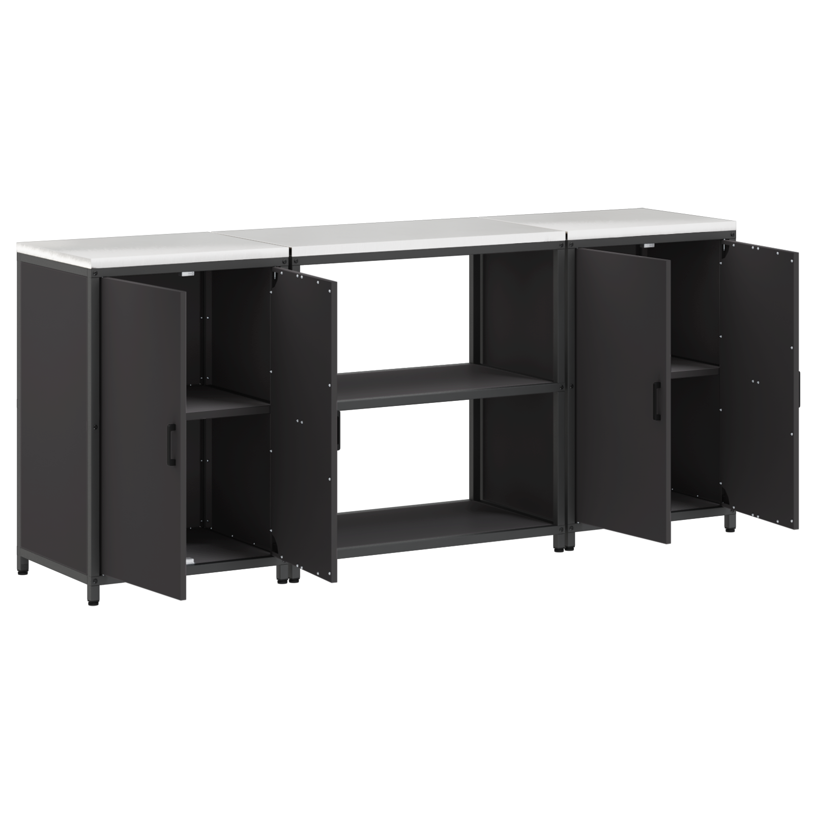 Set de depozitare pentru bucătărie 3 pcs Negru 210 x 50 x 92 cm GartenMobel Dekor