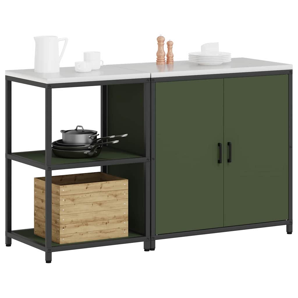 Set de depozitare pentru bucătărie cu raft 2 pcs Verde măsliniu GartenMobel Dekor