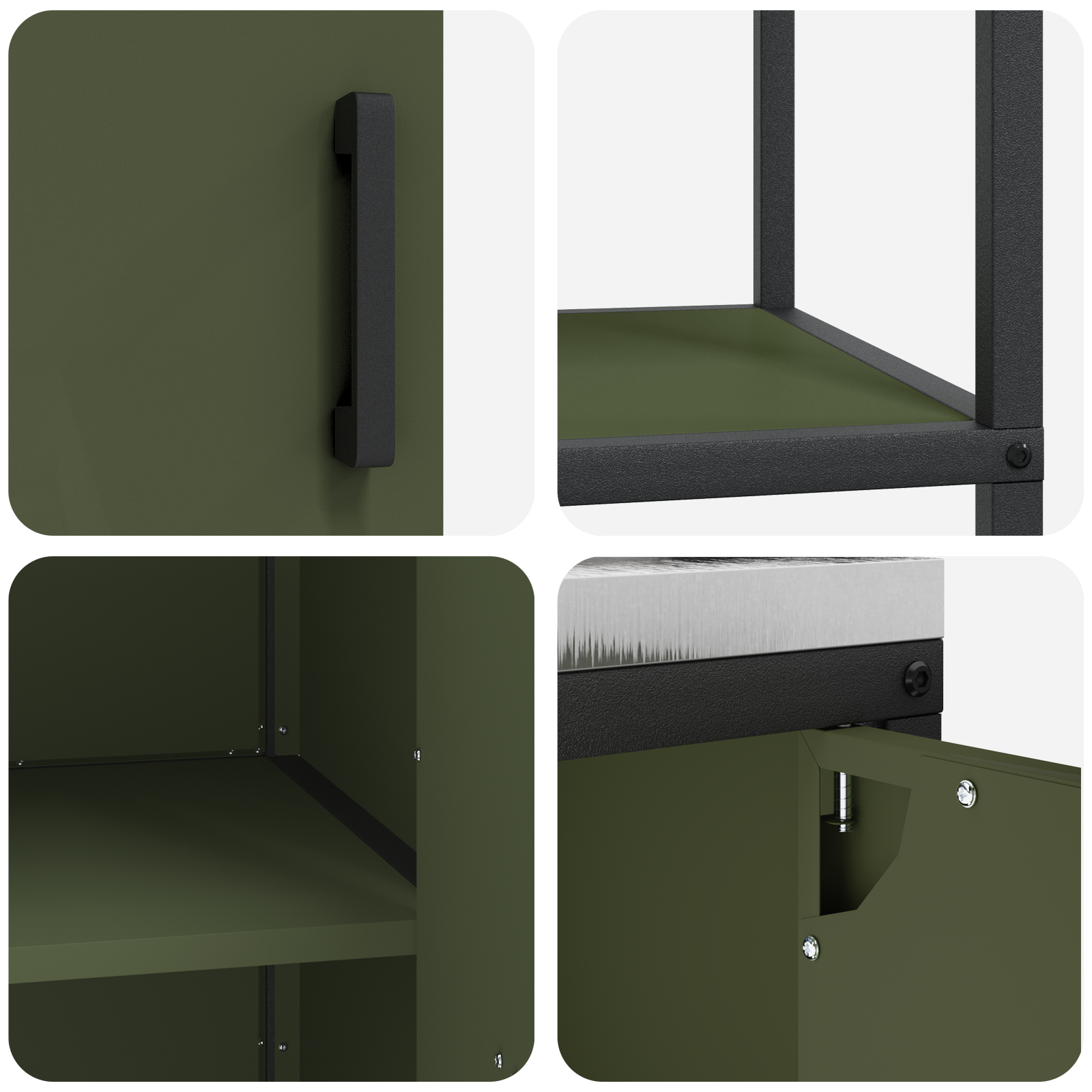 Set de depozitare pentru bucătărie cu raft 2 pcs Verde măsliniu GartenMobel Dekor