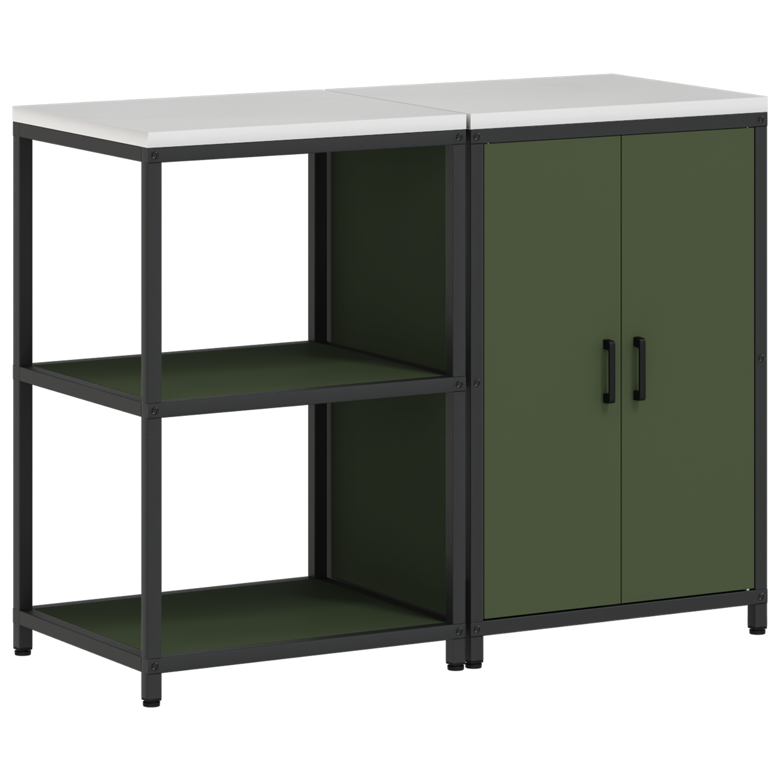 Set de depozitare pentru bucătărie cu raft 2 pcs Verde măsliniu GartenMobel Dekor