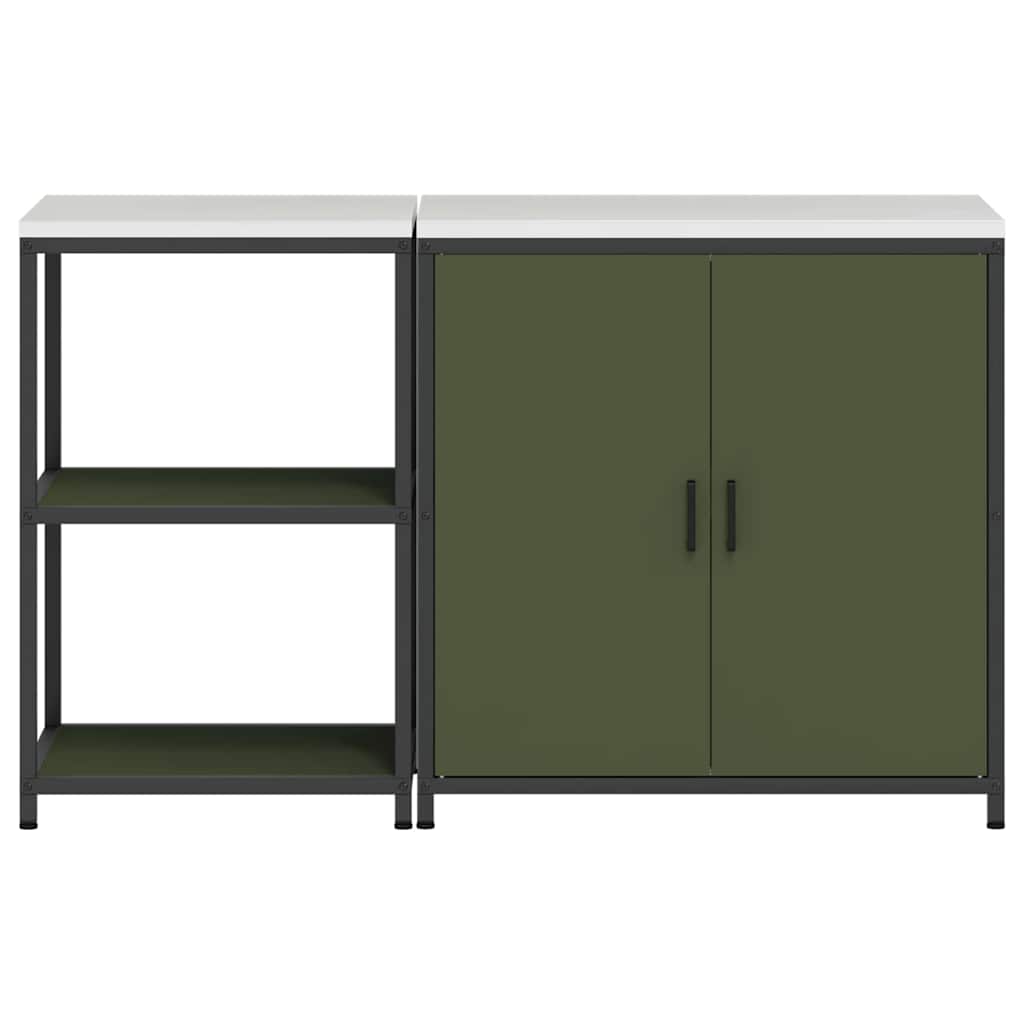 Set de depozitare pentru bucătărie cu raft 2 pcs Verde măsliniu GartenMobel Dekor