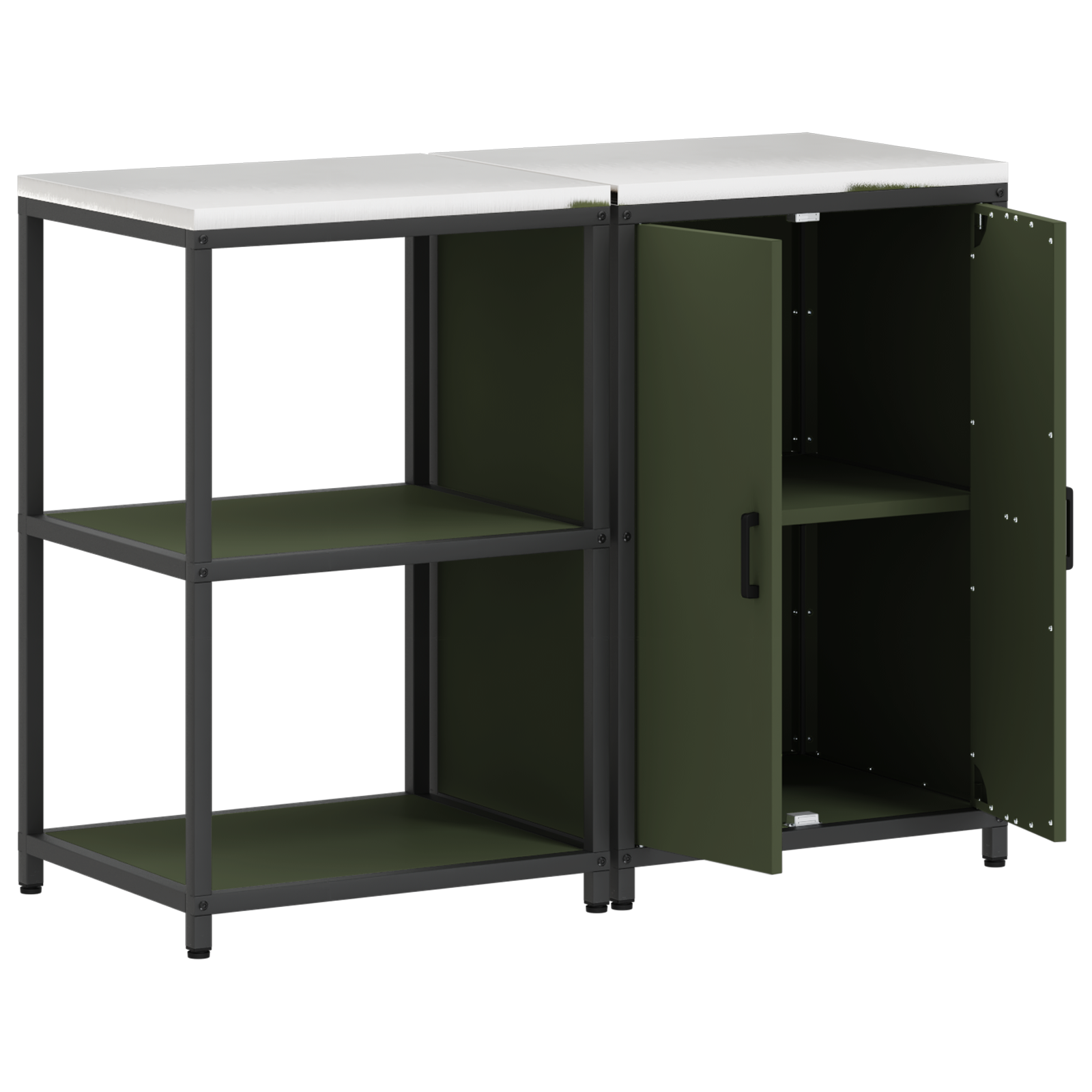 Set de depozitare pentru bucătărie cu raft 2 pcs Verde măsliniu GartenMobel Dekor