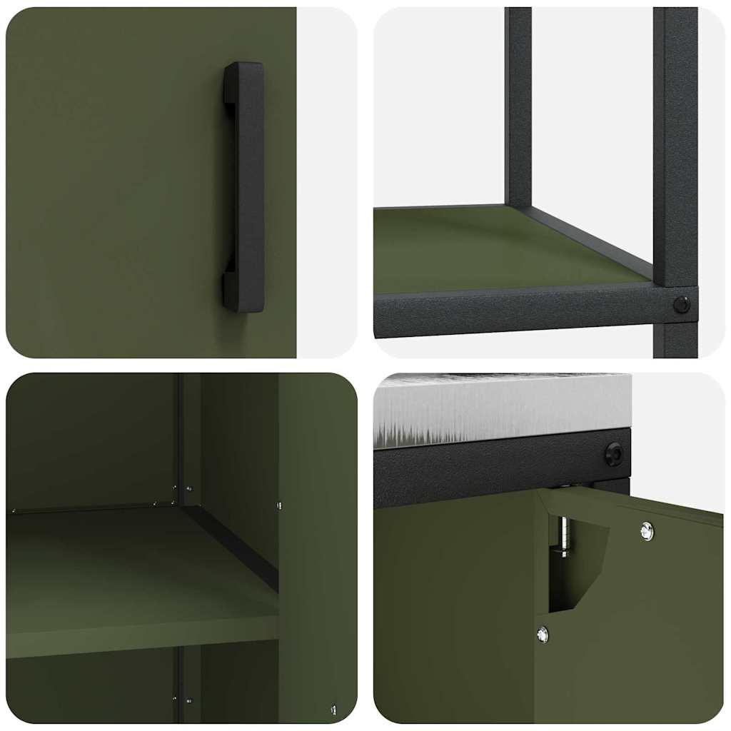 Set de depozitare pentru bucătărie cu raft 2 pcs Verde măsliniu GartenMobel Dekor