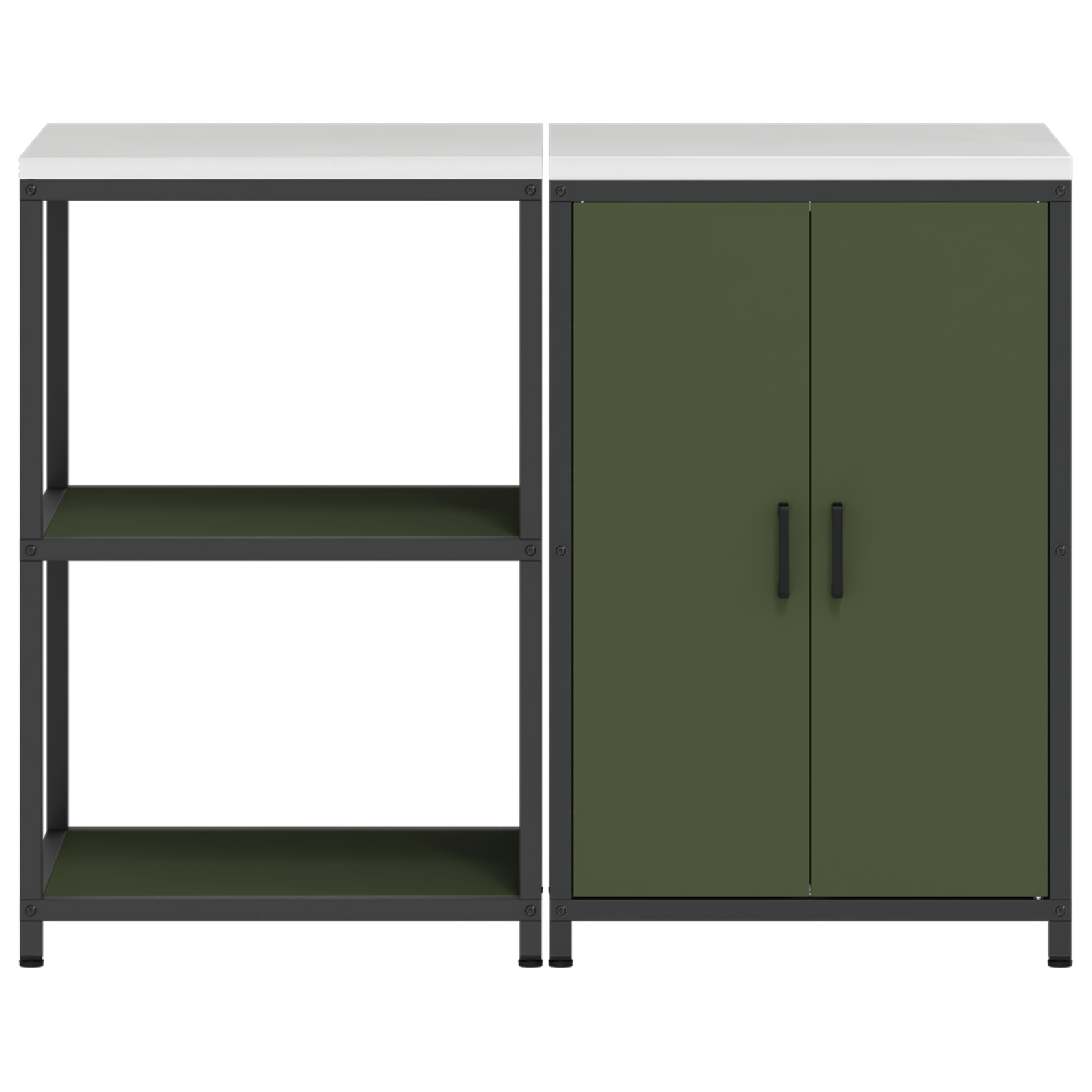 Set de depozitare pentru bucătărie cu raft 2 pcs Verde măsliniu GartenMobel Dekor