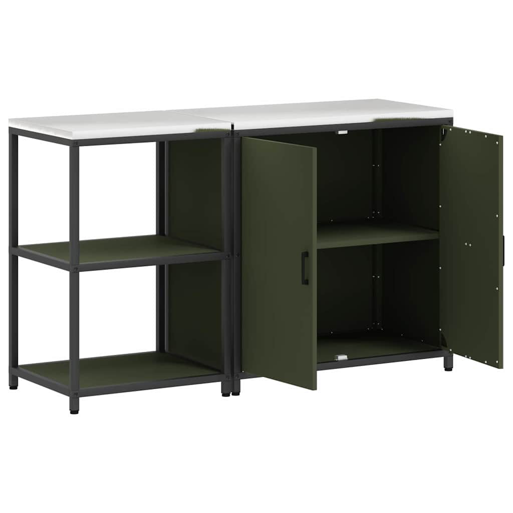 Set de depozitare pentru bucătărie cu raft 2 pcs Verde măsliniu GartenMobel Dekor