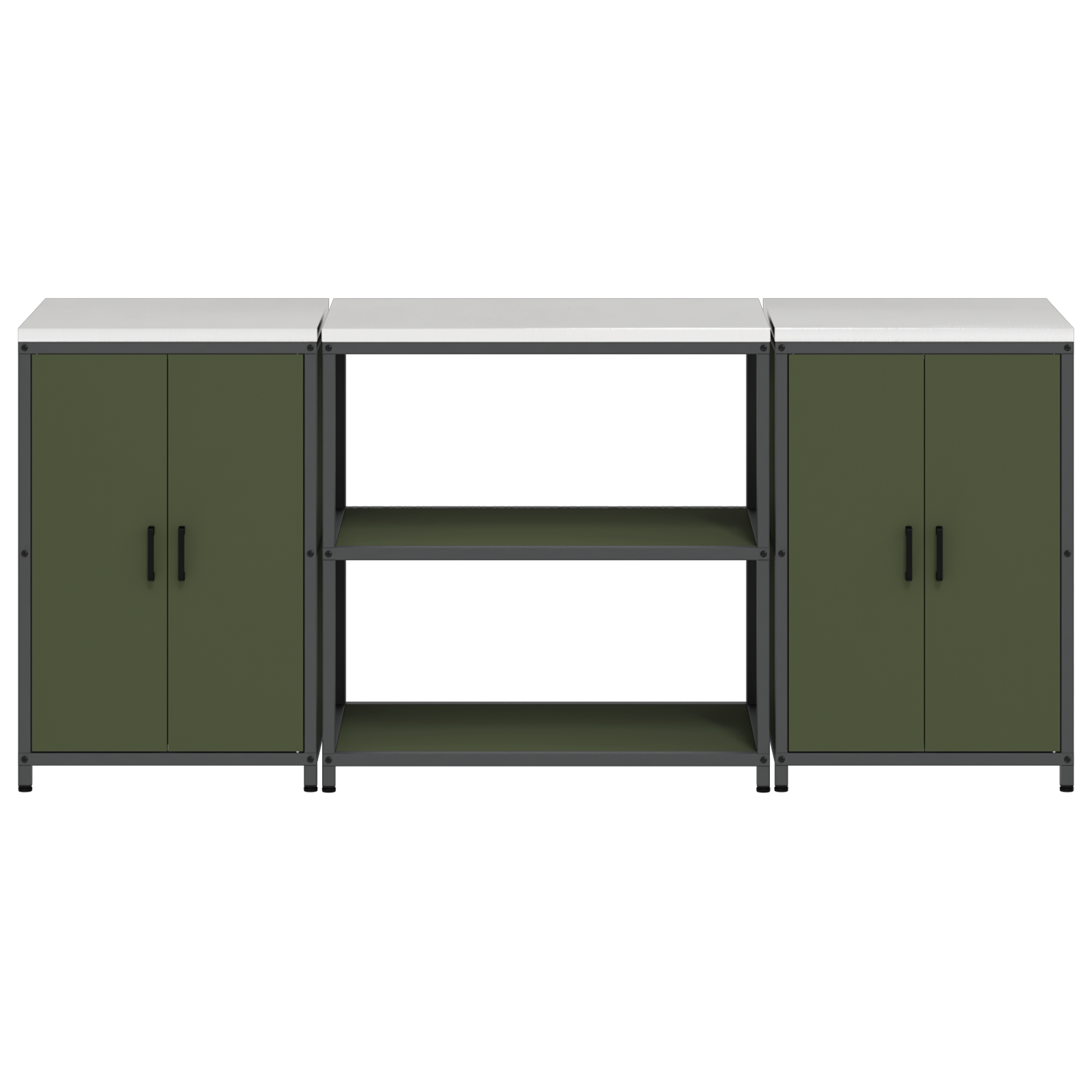 Set de depozitare pentru bucătărie cu raft 3 pcs Verde măsliniu GartenMobel Dekor