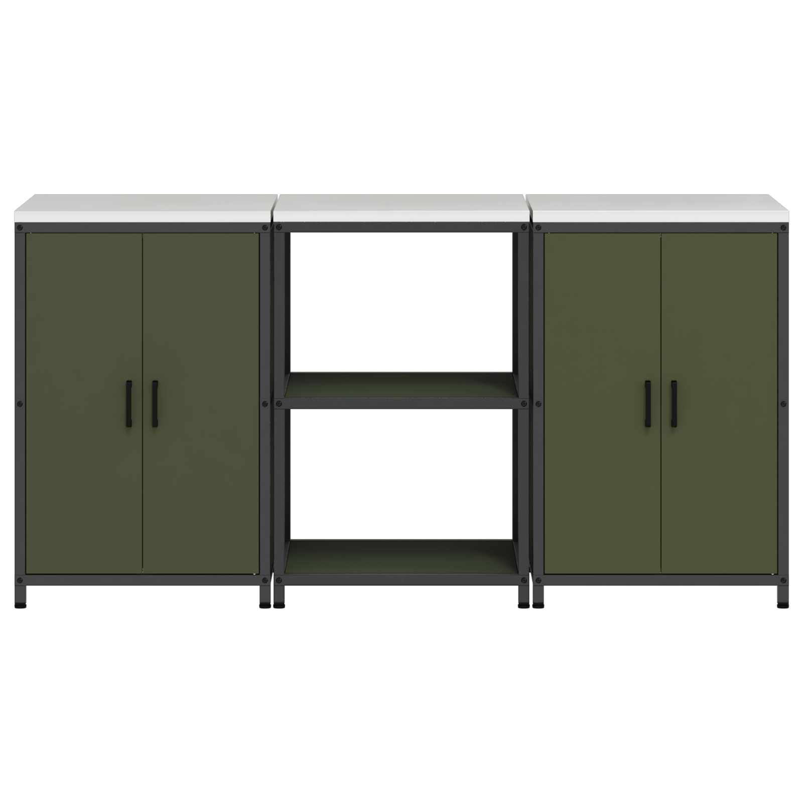 Set de depozitare pentru bucătărie cu raft 3 pcs Verde măsliniu GartenMobel Dekor