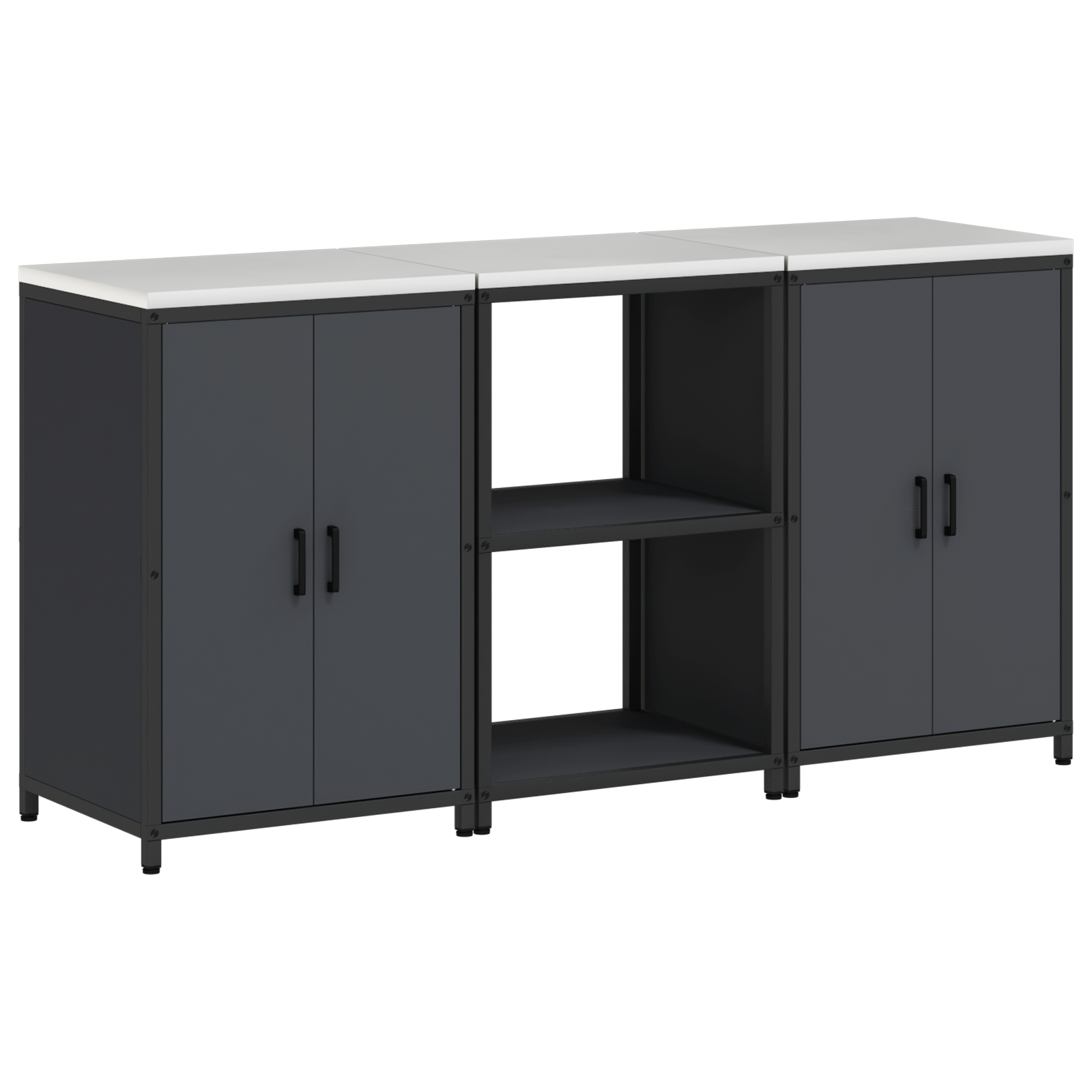 Set de depozitare pentru bucătărie cu raft cu depozitare cu ușă 3 pcs Antracit GartenMobel Dekor