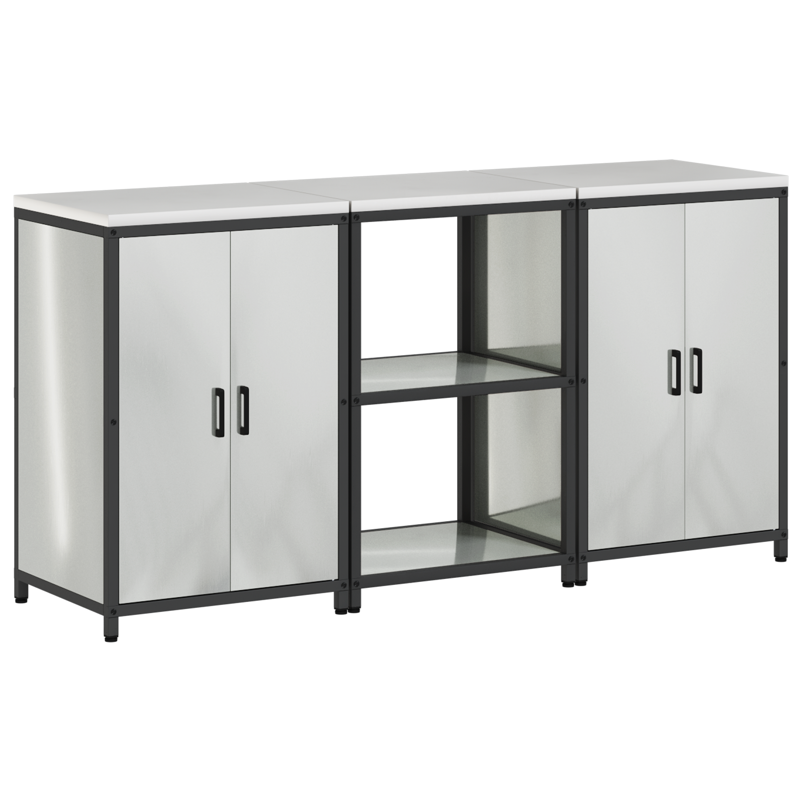 Set de depozitare pentru bucătărie cu raft cu depozitare cu ușă 3 pcs Argintiu GartenMobel Dekor