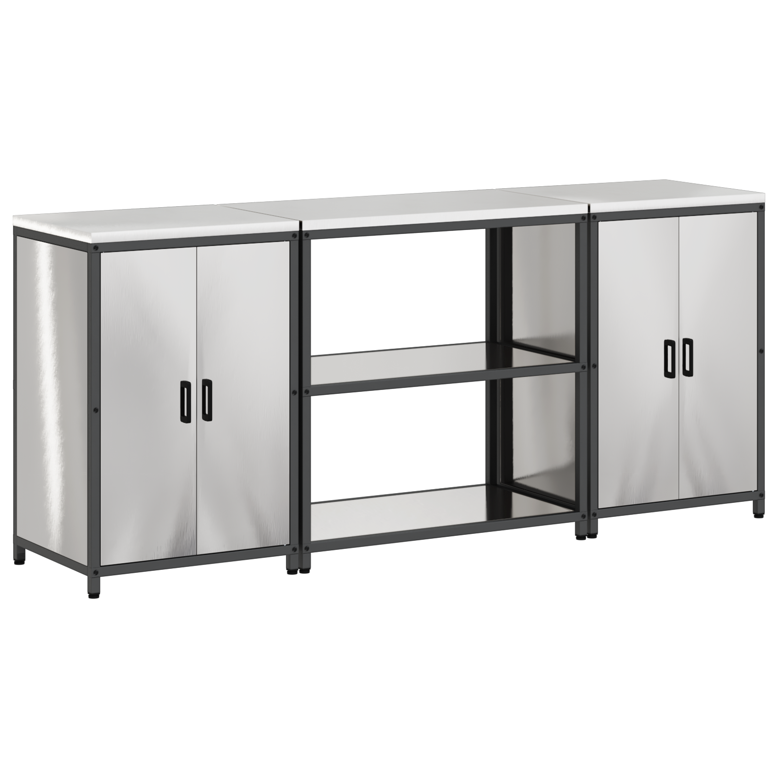 Set de depozitare pentru bucătărie cu raft cu depozitare cu ușă 3 pcs Argintiu GartenMobel Dekor