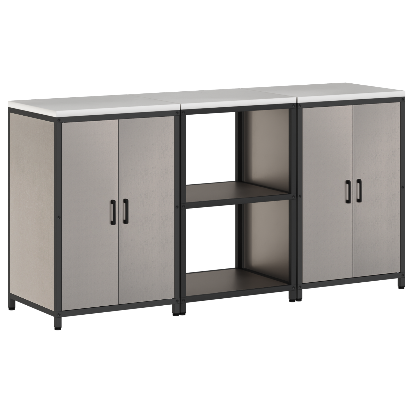 Set de depozitare pentru bucătărie cu raft cu depozitare cu ușă 3 pcs Ruginit GartenMobel Dekor