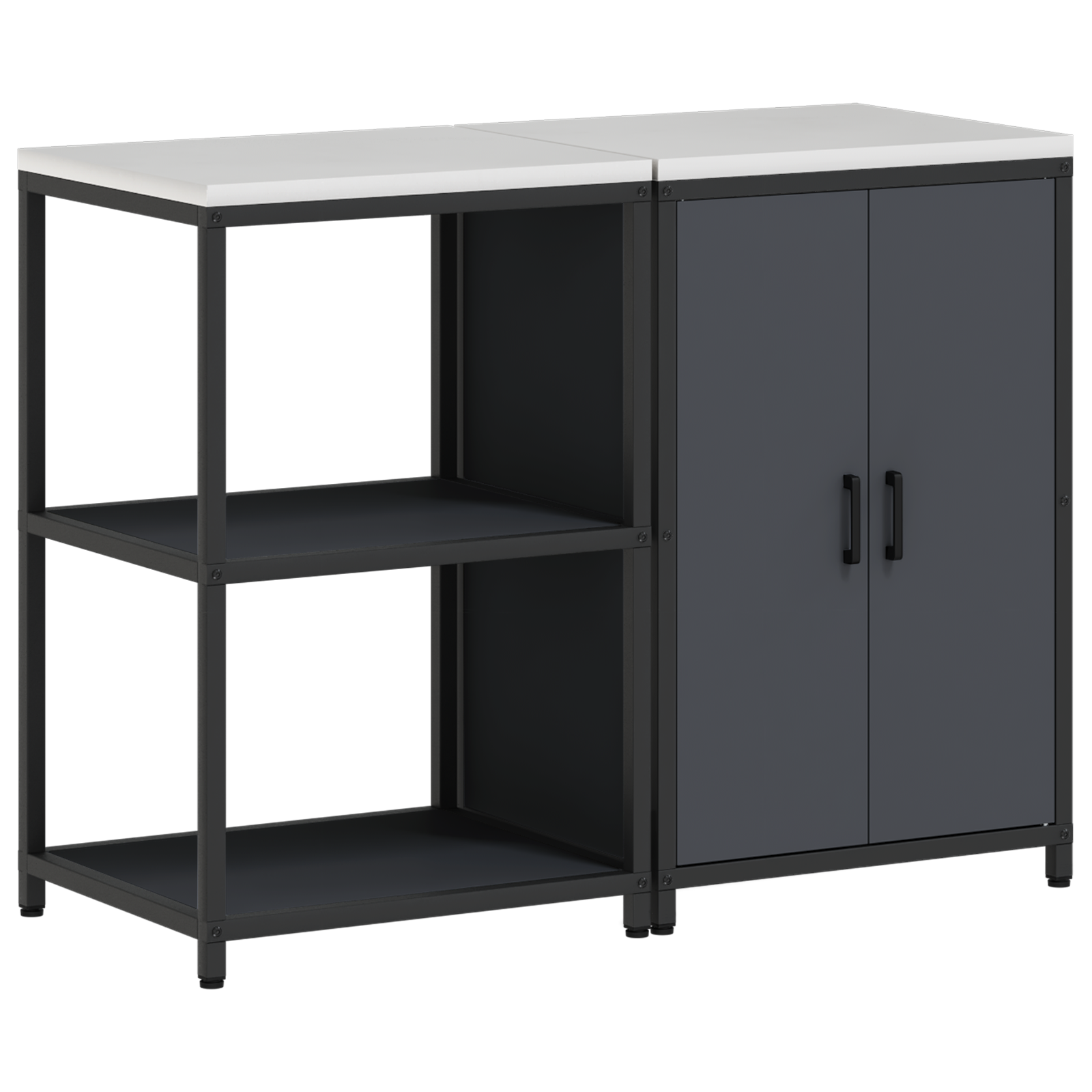 Set de depozitare pentru bucătărie cu raft cu depozitare cu ușă Ajustabil 2 pcs Antracit GartenMobel Dekor