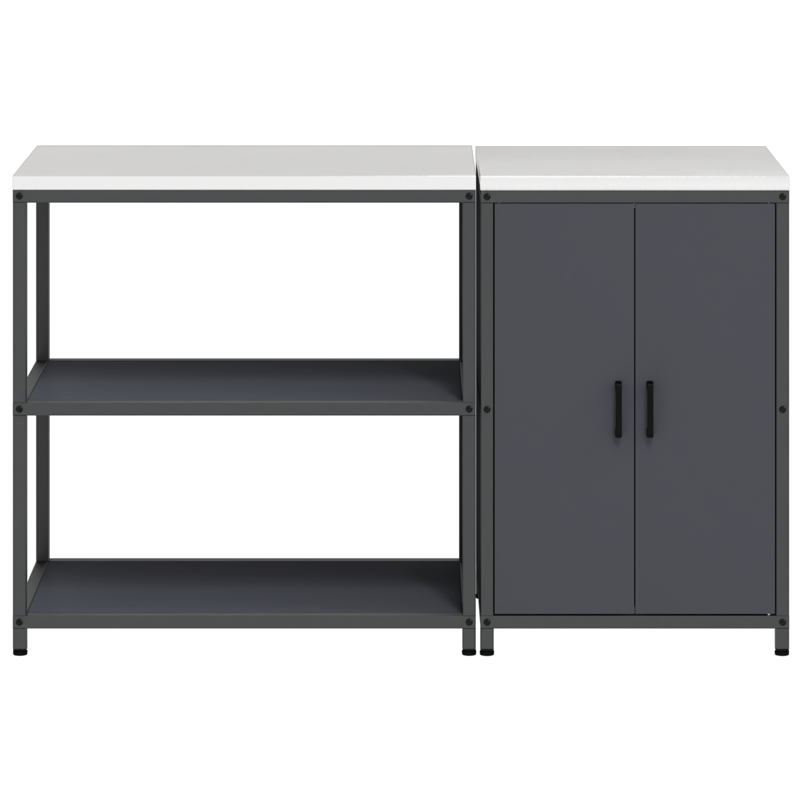 Set de depozitare pentru bucătărie cu raft cu depozitare cu ușă Ajustabil 2 pcs Antracit GartenMobel Dekor